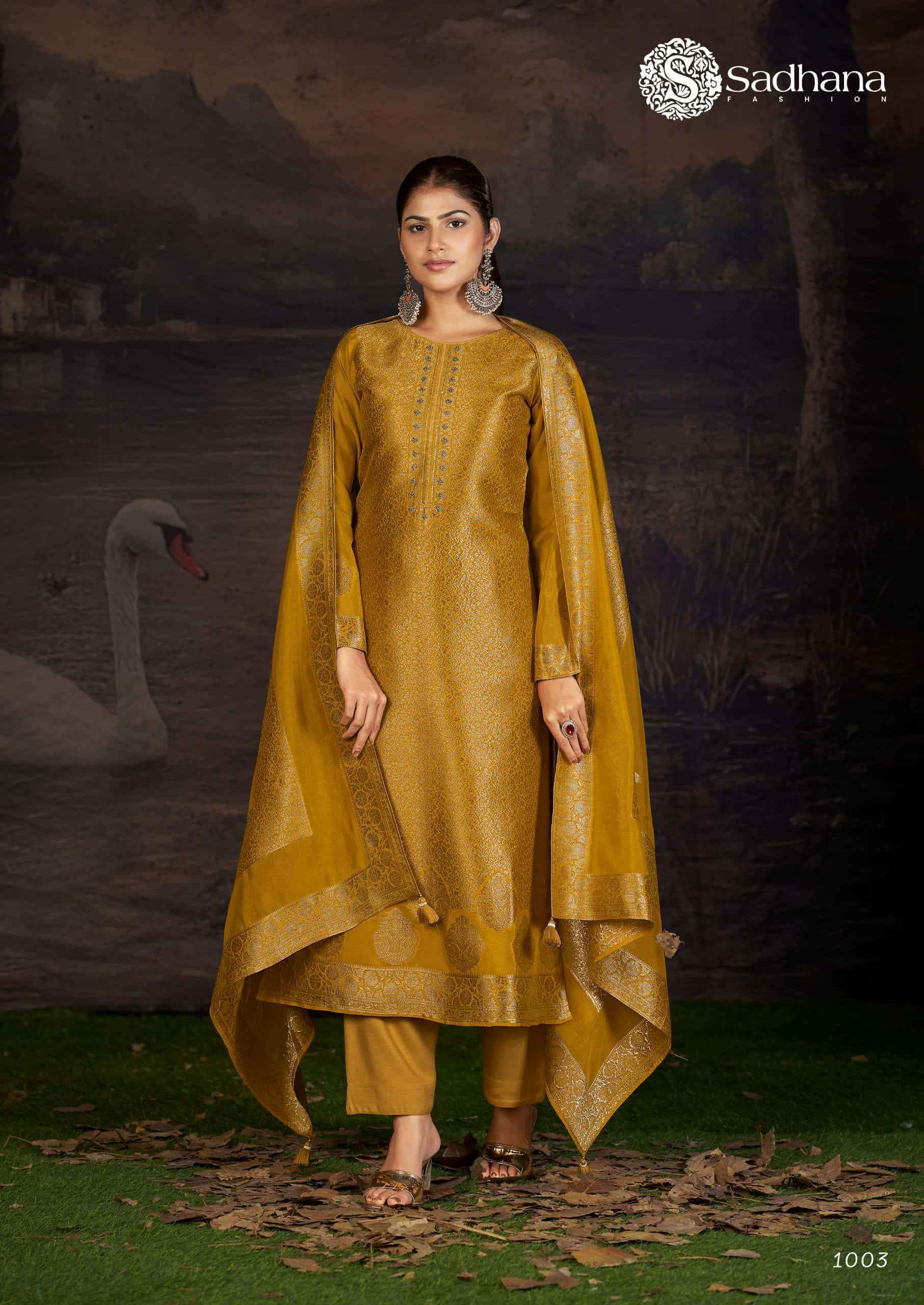 Sadhana Fashion Charvi Partywear Style Designer Silk Suit Wholesale Rate ( 4 Pcs Catalog )