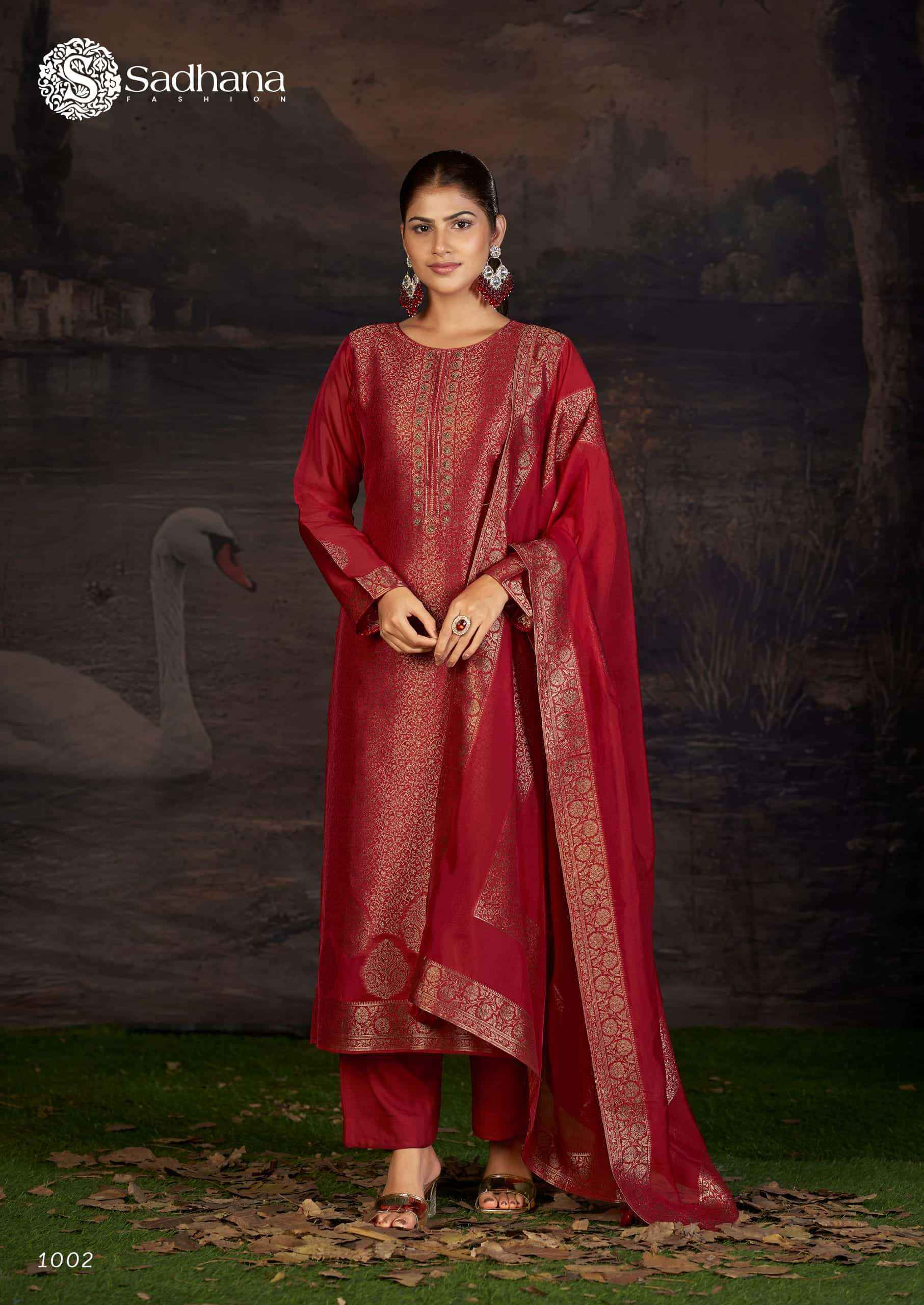 Sadhana Fashion Charvi Partywear Style Designer Silk Suit Wholesale Rate ( 4 Pcs Catalog )