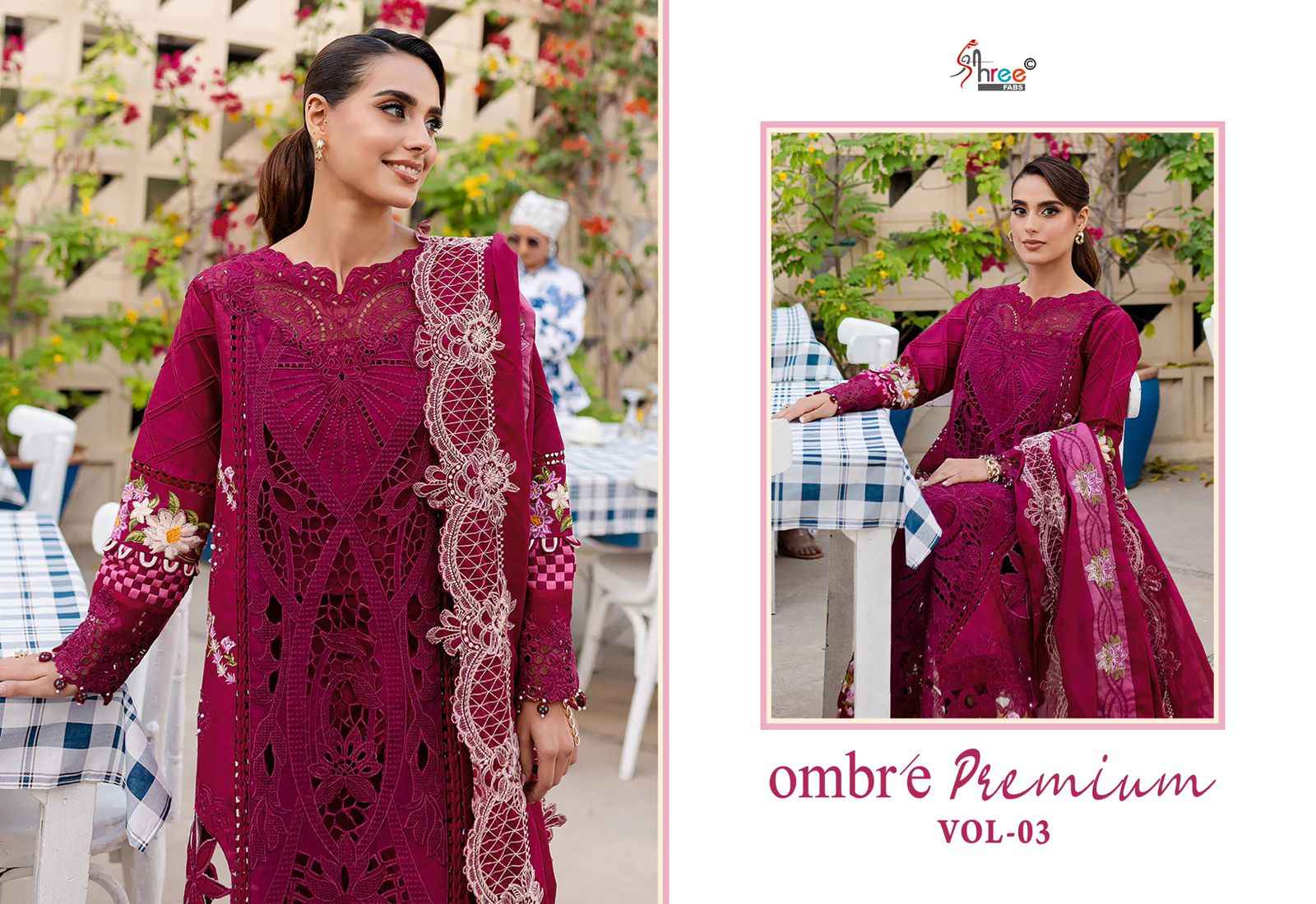 SHREE FABS OMBRE PREMIUM VOL 3 PAKISTANI DRESS MATERIAL WHOLESALE PRICE ( 6 PCS CATALOGUE )