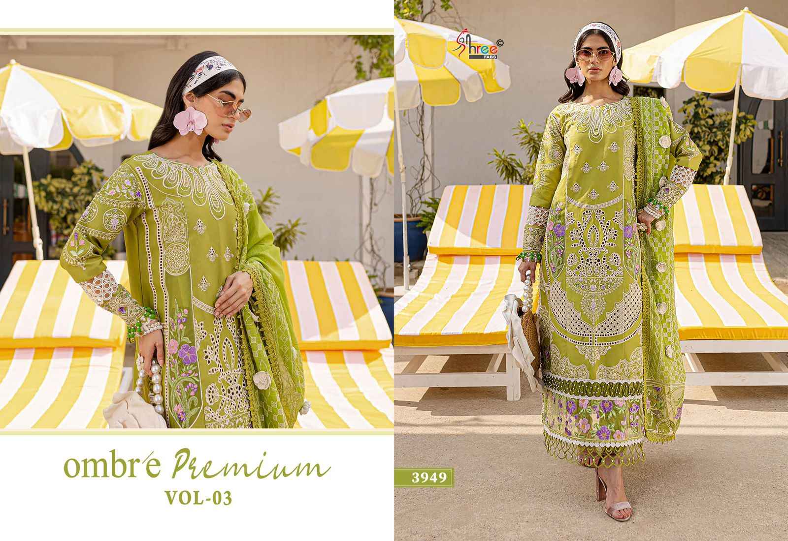 SHREE FABS OMBRE PREMIUM VOL 3 PAKISTANI DRESS MATERIAL WHOLESALE PRICE ( 6 PCS CATALOGUE )