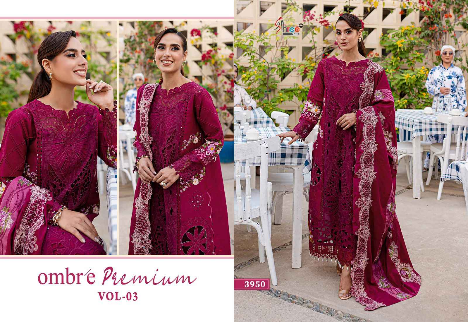 SHREE FABS OMBRE PREMIUM VOL 3 PAKISTANI DRESS MATERIAL WHOLESALE PRICE ( 6 PCS CATALOGUE )