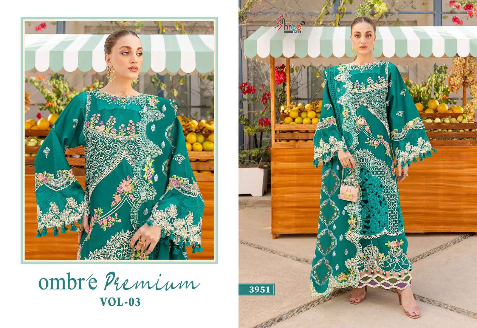 SHREE FABS OMBRE PREMIUM VOL 3 PAKISTANI DRESS MATERIAL WHOLESALE PRICE ( 6 PCS CATALOGUE )