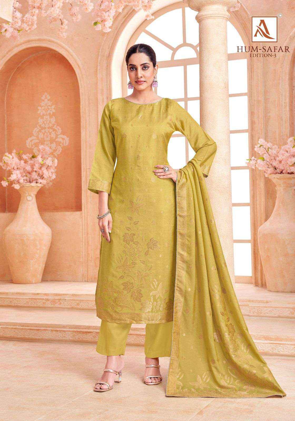 Alok Suit Hum Safar Edition 3 Designer Muslin Jacquard Dress Material Wholesale Price ( 6 Pcs Catalogue )