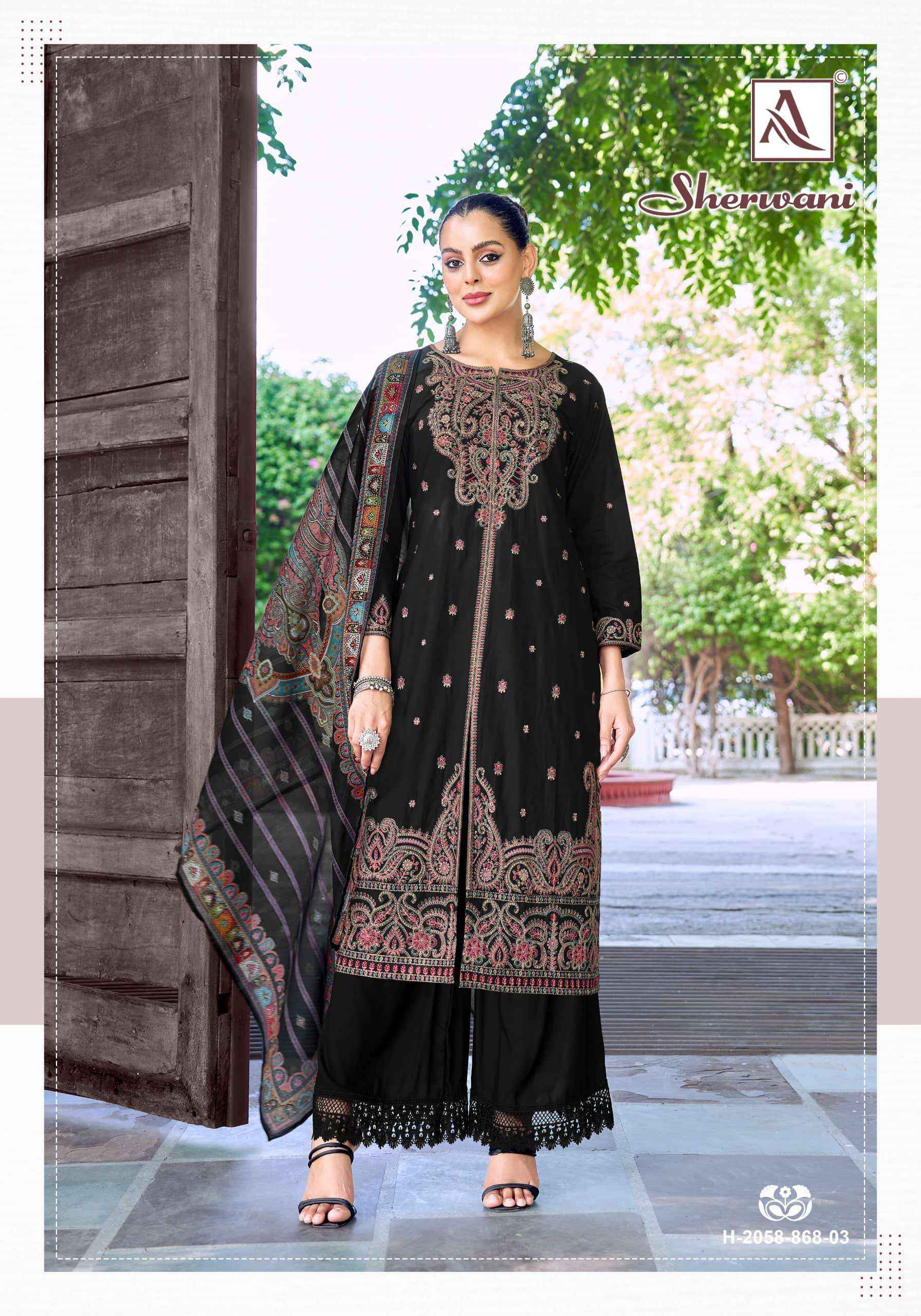 Alok Suit Sherwani Unstitch Designer Cotton Dress Material Wholesale Market ( 6 Pcs Catalogue )