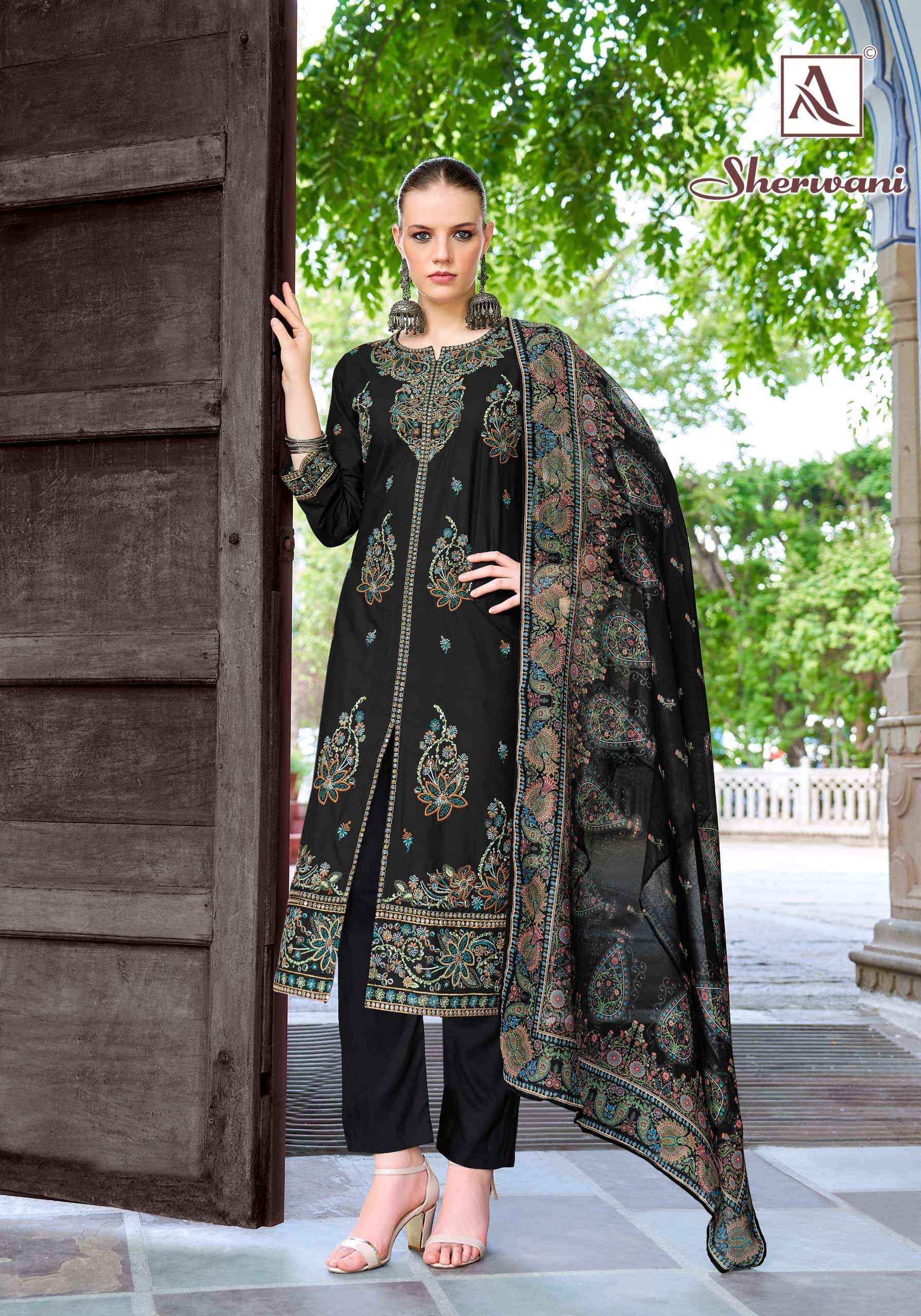 Alok Suit Sherwani Unstitch Designer Cotton Dress Material Wholesale Market ( 6 Pcs Catalogue )