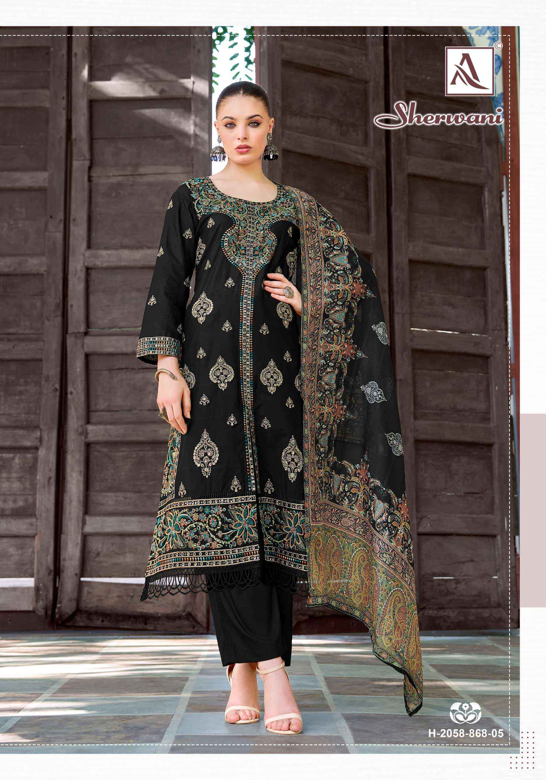 Alok Suit Sherwani Unstitch Designer Cotton Dress Material Wholesale Market ( 6 Pcs Catalogue )