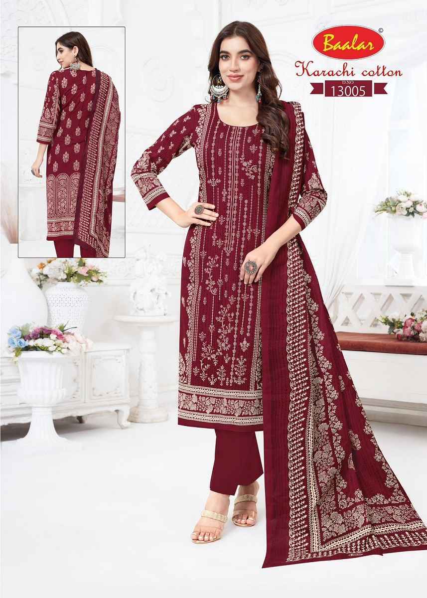 Baalar Karachi Cotton Vol 13 Lawn Cotton Salwar Kameez Wholesale Rate ( 9 Pcs Catalog )