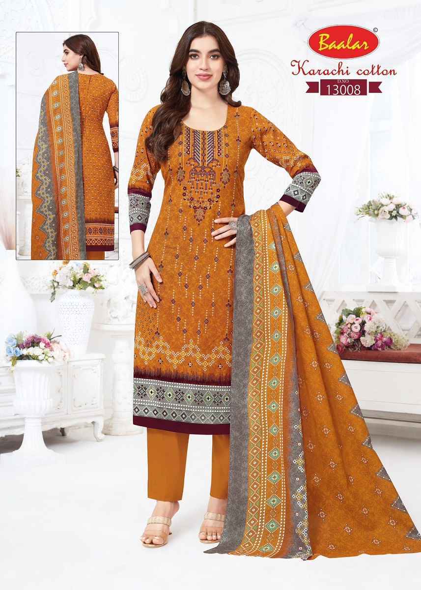 Baalar Karachi Cotton Vol 13 Lawn Cotton Salwar Kameez Wholesale Rate ( 9 Pcs Catalog )