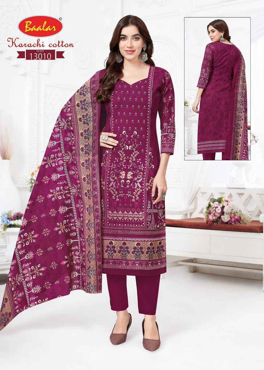 Baalar Karachi Cotton Vol 13 Lawn Cotton Salwar Kameez Wholesale Rate ( 9 Pcs Catalog )