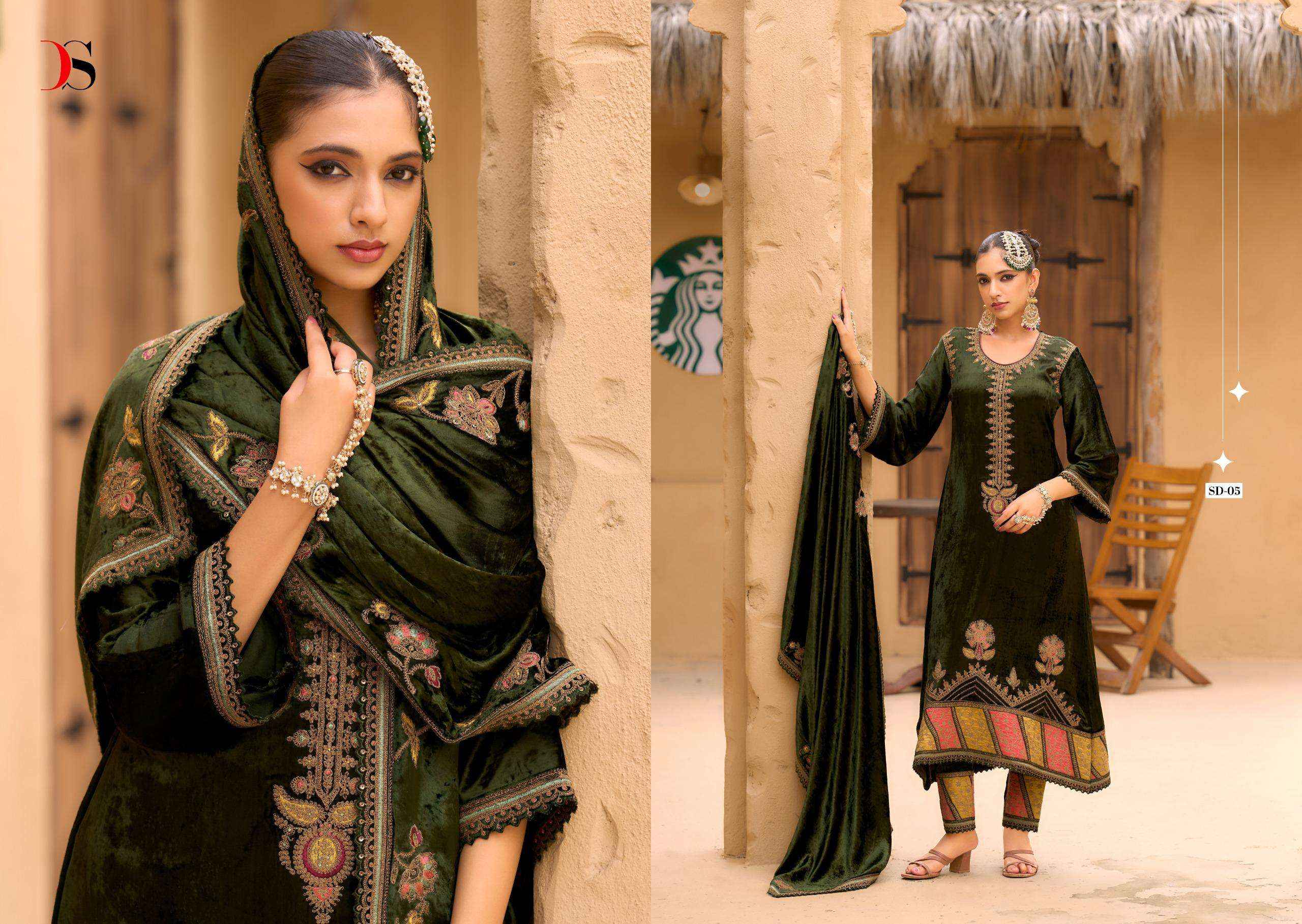 Deepsy Rang E Bahar Wedding Wear Style Velvet Latest Deigns Suit Wholesale Rate ( 6 Pcs Catalog )