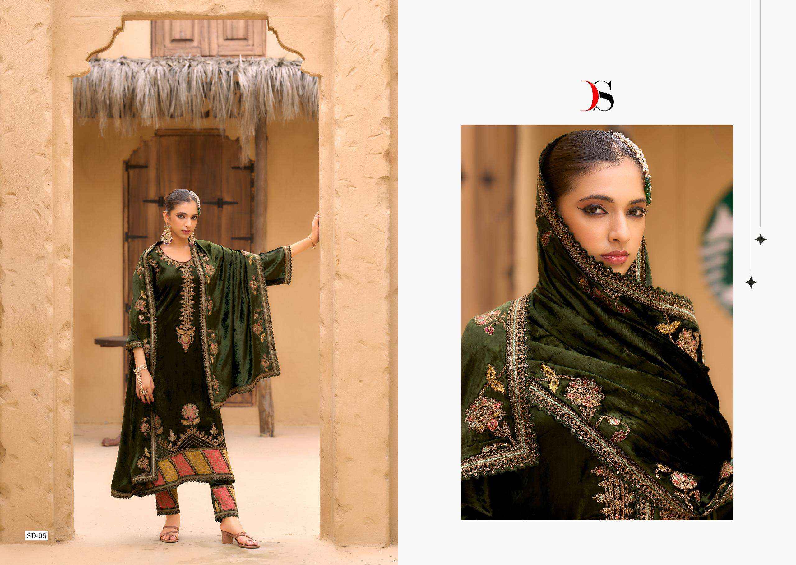 Deepsy Rang E Bahar Wedding Wear Style Velvet Latest Deigns Suit Wholesale Rate ( 6 Pcs Catalog )