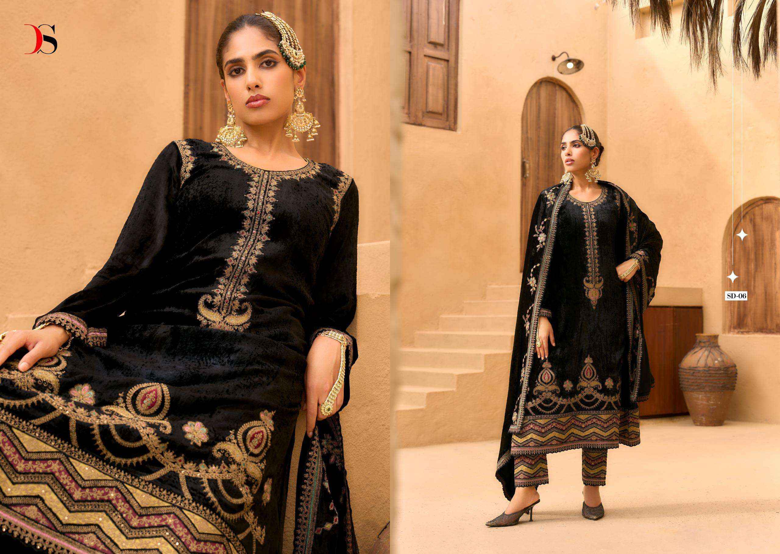 Deepsy Rang E Bahar Wedding Wear Style Velvet Latest Deigns Suit Wholesale Rate ( 6 Pcs Catalog )