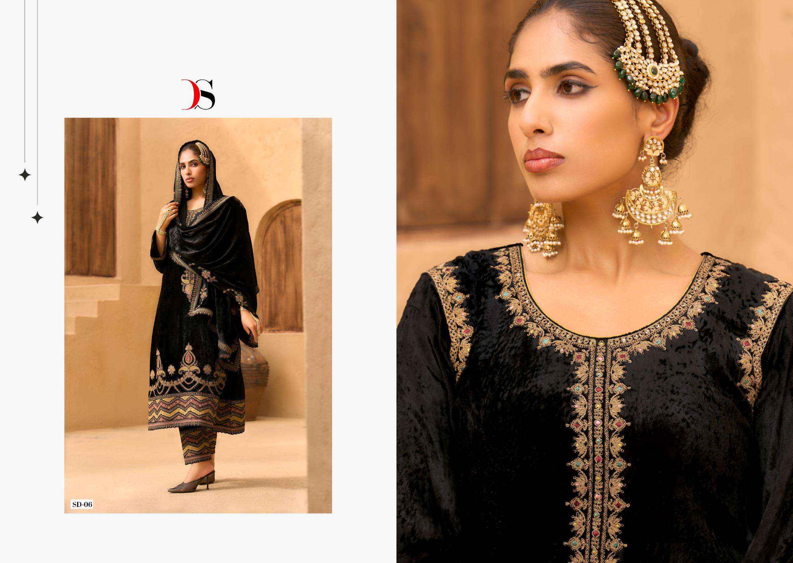 Deepsy Rang E Bahar Wedding Wear Style Velvet Latest Deigns Suit Wholesale Rate ( 6 Pcs Catalog )