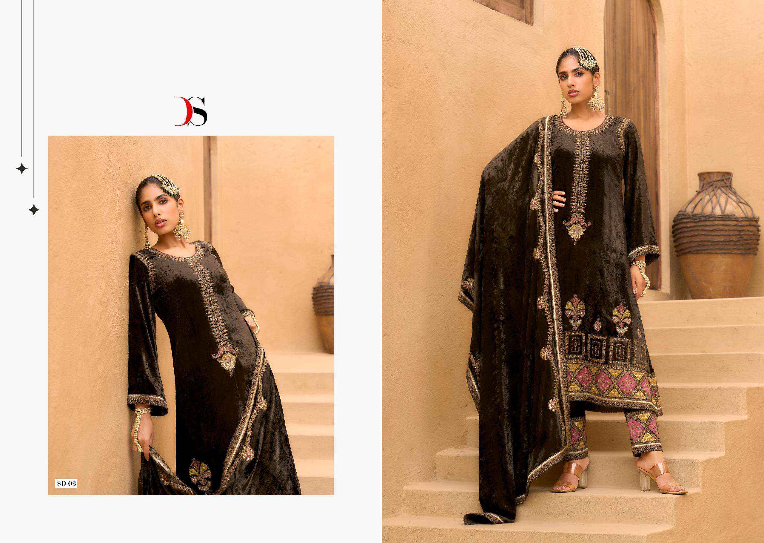 Deepsy Rang E Bahar Wedding Wear Style Velvet Latest Deigns Suit Wholesale Rate ( 6 Pcs Catalog )