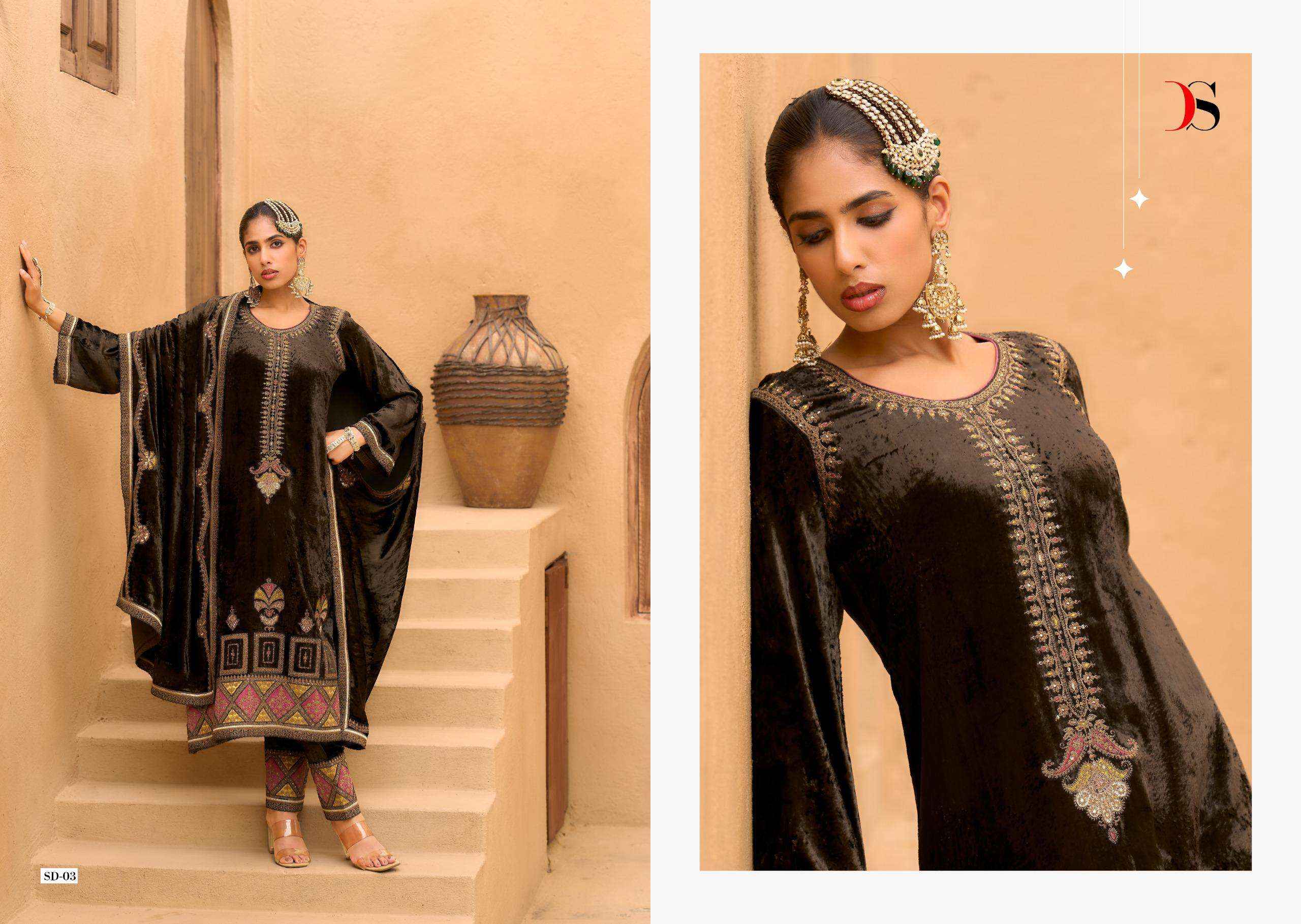 Deepsy Rang E Bahar Wedding Wear Style Velvet Latest Deigns Suit Wholesale Rate ( 6 Pcs Catalog )