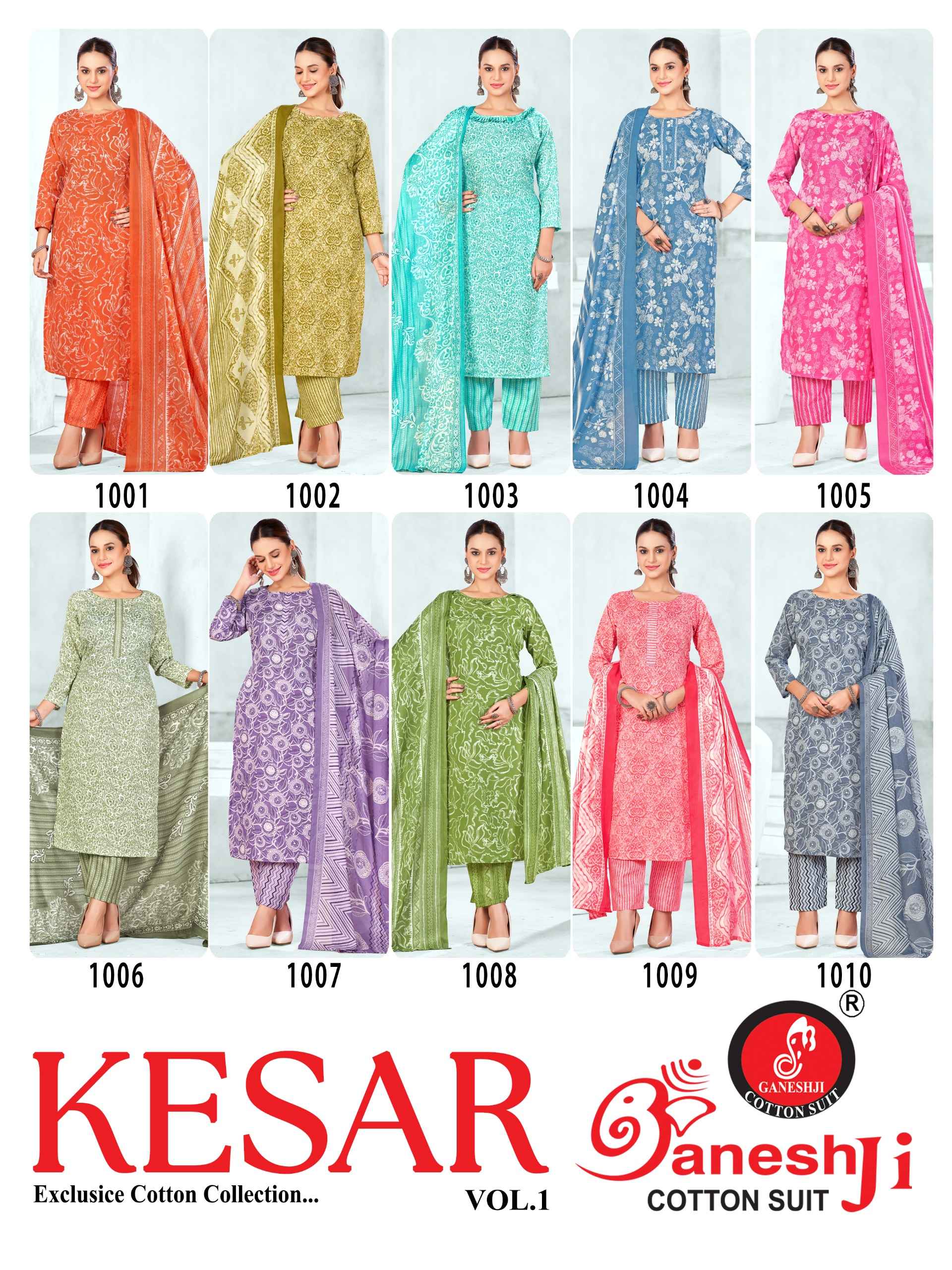 Ganeshji Kesar Vol-1 Pakistani Dress Material Wholesale Price ( 10 Pcs Catalogue )