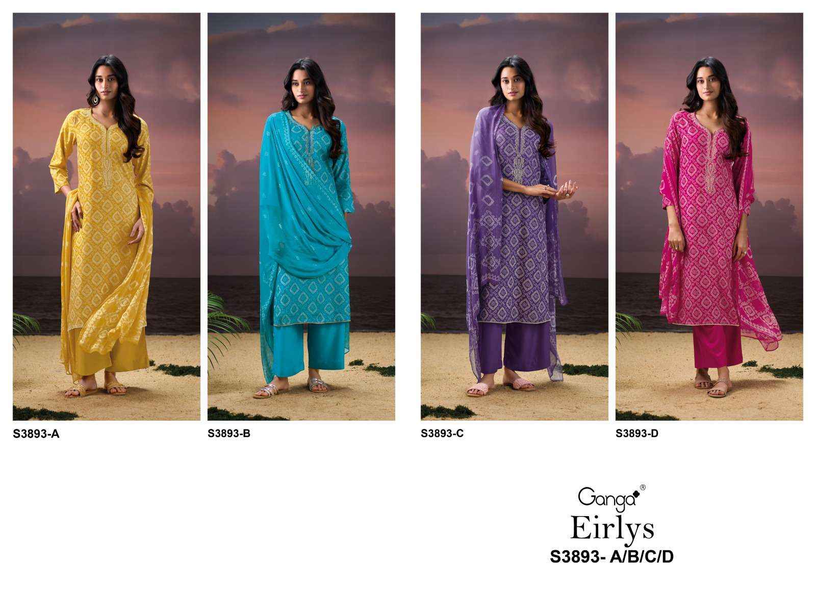 Ganga Fashion Eirlys 3893 Pure Wool Pashmina Winter Collection Wholesale Rate ( 4 Pcs Catalog )