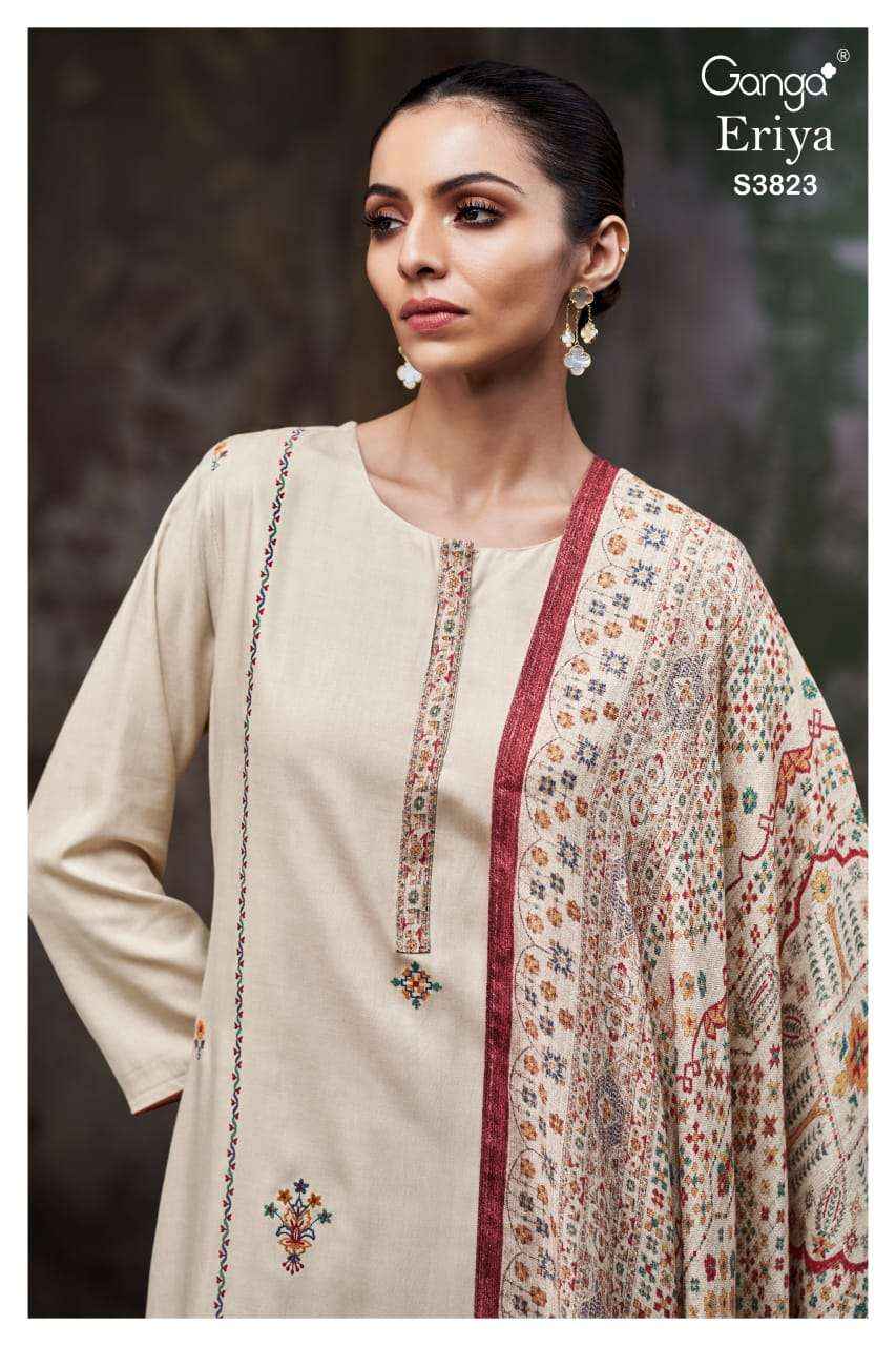 Ganga Fashion Eriya 3823 Premium Winter Wear Collection Suit Wholesale Rate ( 3 Pcs Catalog )