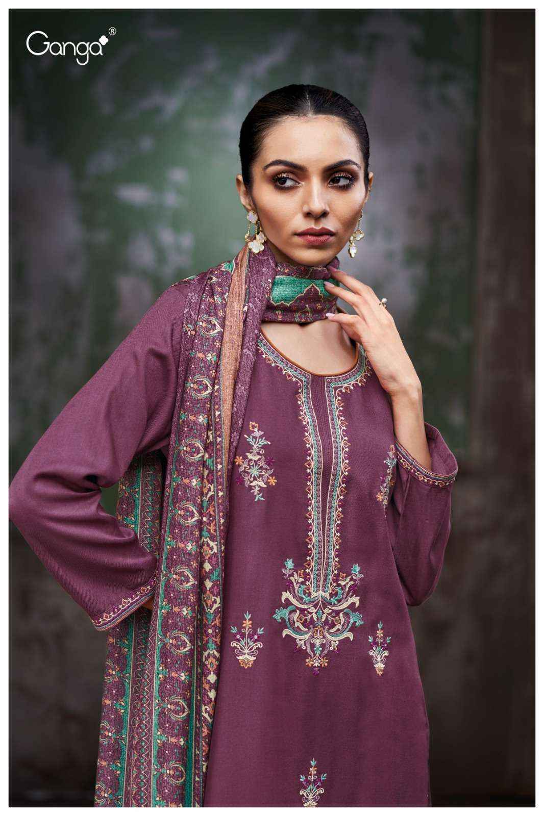 Ganga Fashion Eriya 3823 Premium Winter Wear Collection Suit Wholesale Rate ( 3 Pcs Catalog )