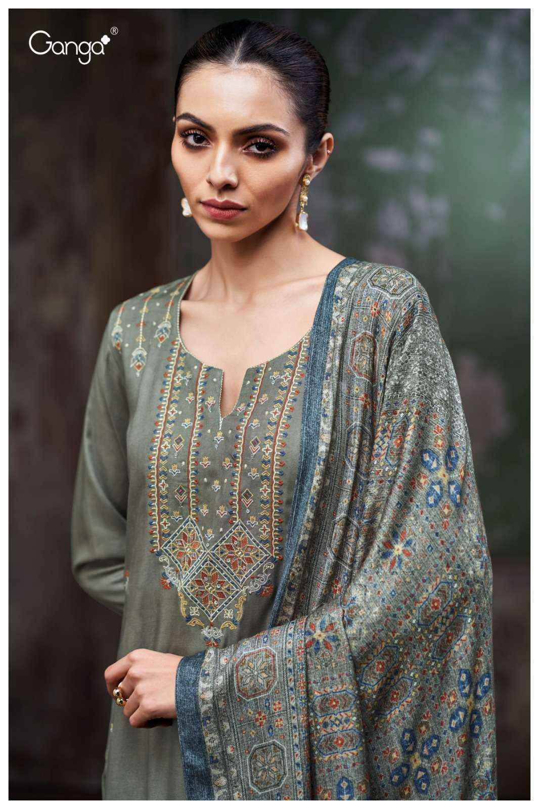 Ganga Fashion Eriya 3823 Premium Winter Wear Collection Suit Wholesale Rate ( 3 Pcs Catalog )