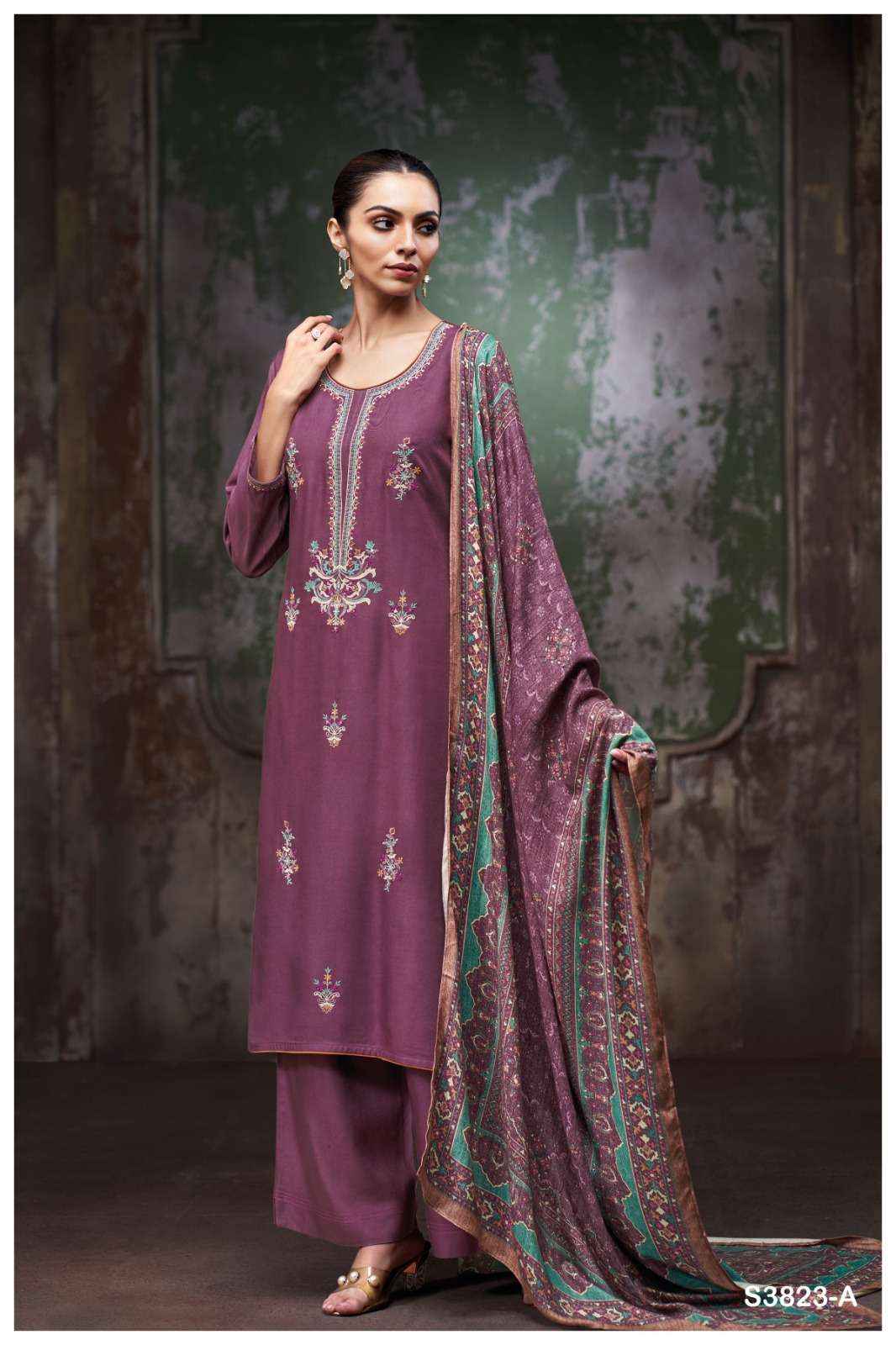 Ganga Fashion Eriya 3823 Premium Winter Wear Collection Suit Wholesale Rate ( 3 Pcs Catalog )