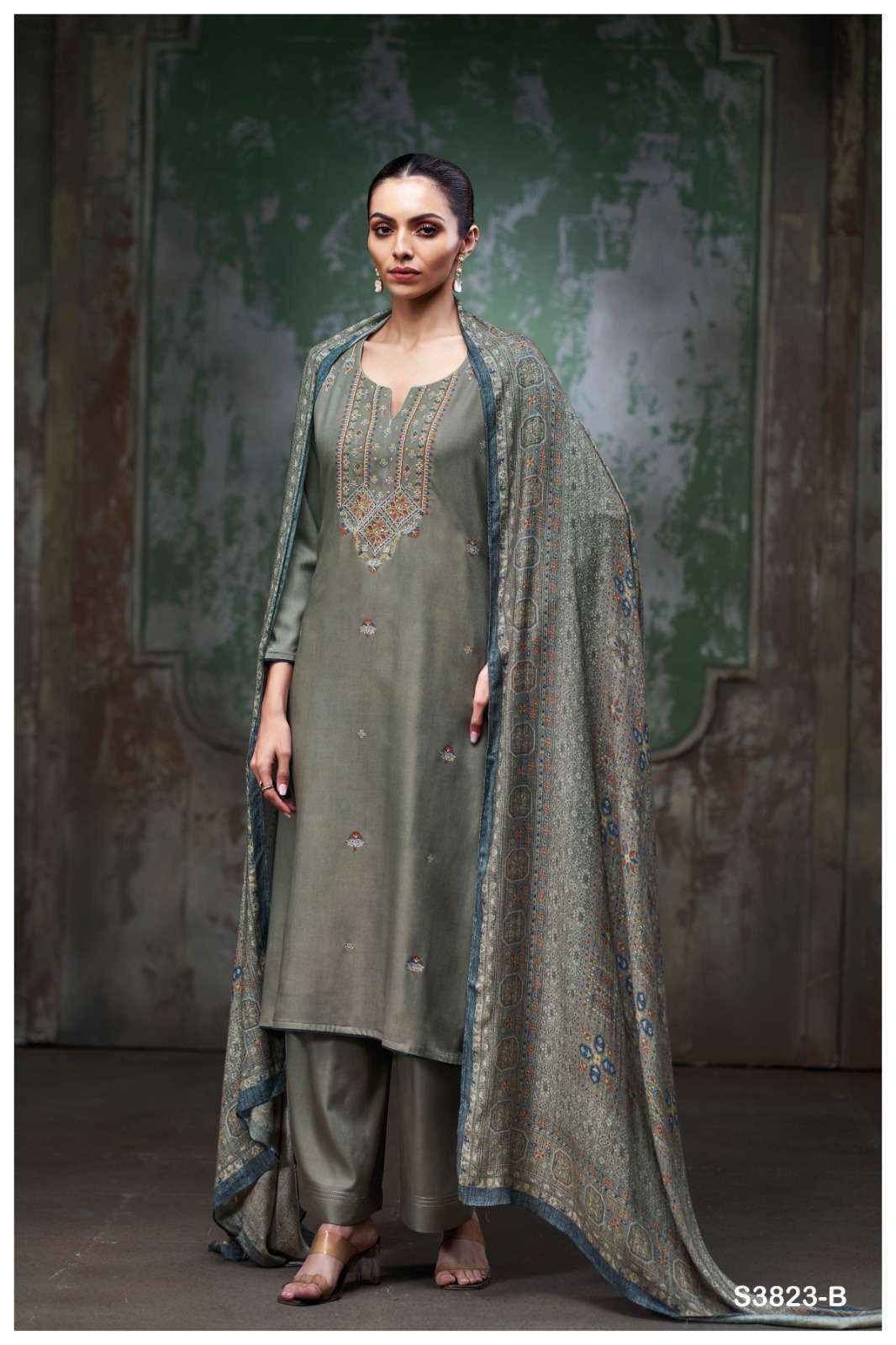 Ganga Fashion Eriya 3823 Premium Winter Wear Collection Suit Wholesale Rate ( 3 Pcs Catalog )