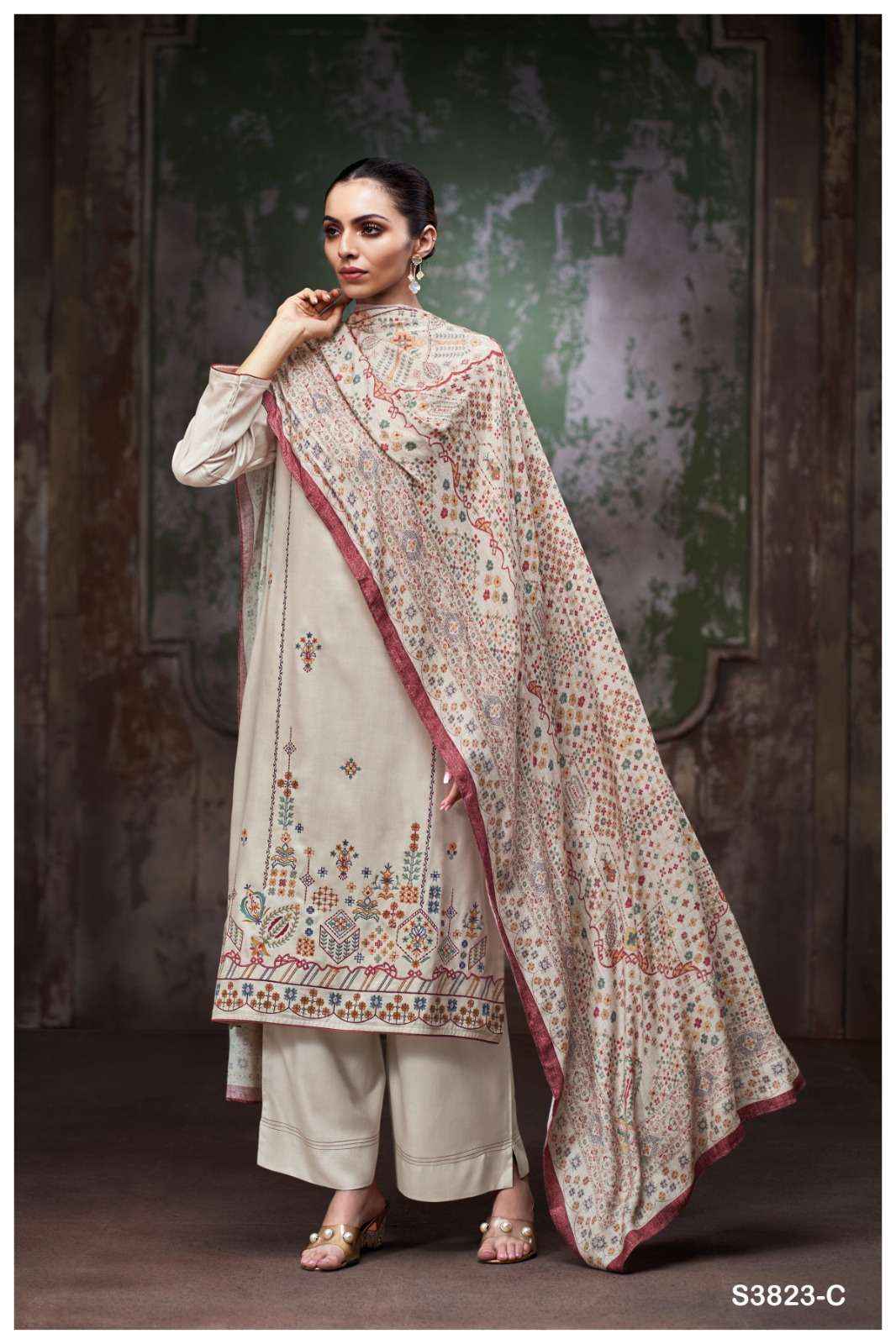 Ganga Fashion Eriya 3823 Premium Winter Wear Collection Suit Wholesale Rate ( 3 Pcs Catalog )