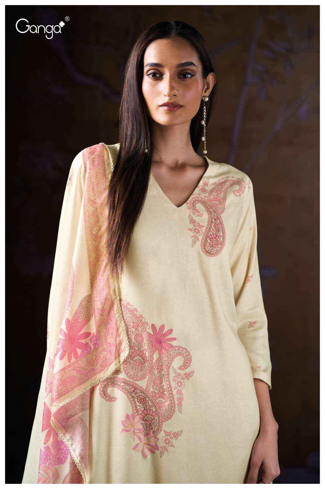 Ganga Fashion Ivriel 3846 Winter Wear Pure Wool Pashmina dress Wholesale rate ( 4 Pcs Catalog )