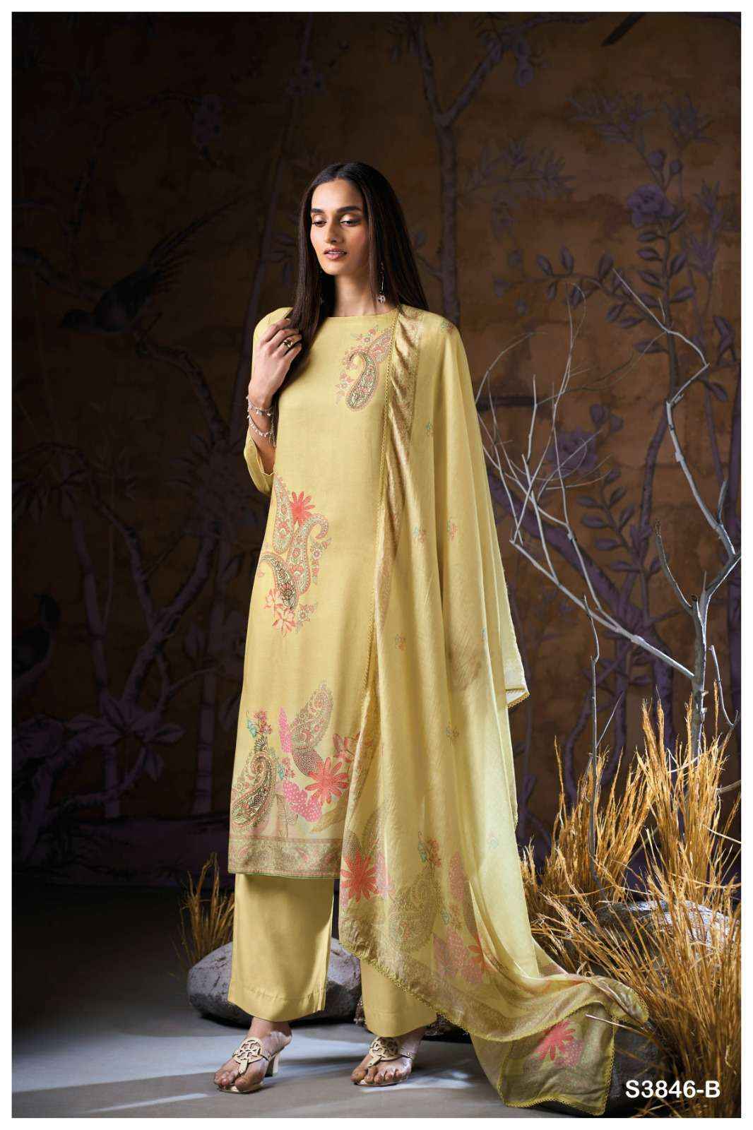 Ganga Fashion Ivriel 3846 Winter Wear Pure Wool Pashmina dress Wholesale rate ( 4 Pcs Catalog )