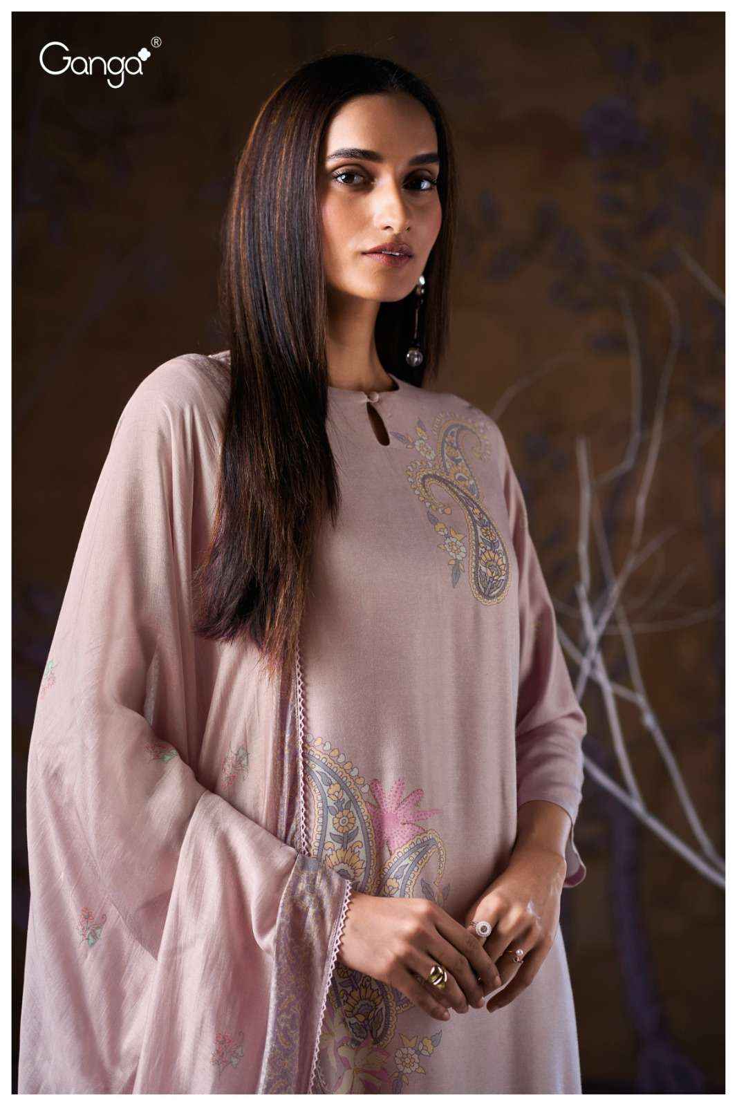 Ganga Fashion Ivriel 3846 Winter Wear Pure Wool Pashmina dress Wholesale rate ( 4 Pcs Catalog )