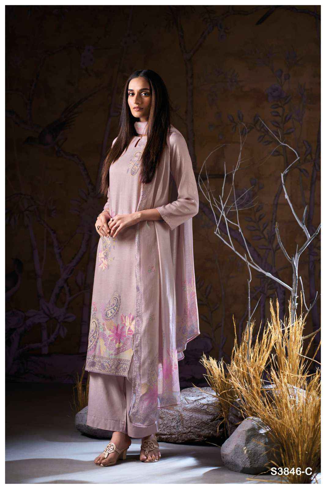 Ganga Fashion Ivriel 3846 Winter Wear Pure Wool Pashmina dress Wholesale rate ( 4 Pcs Catalog )