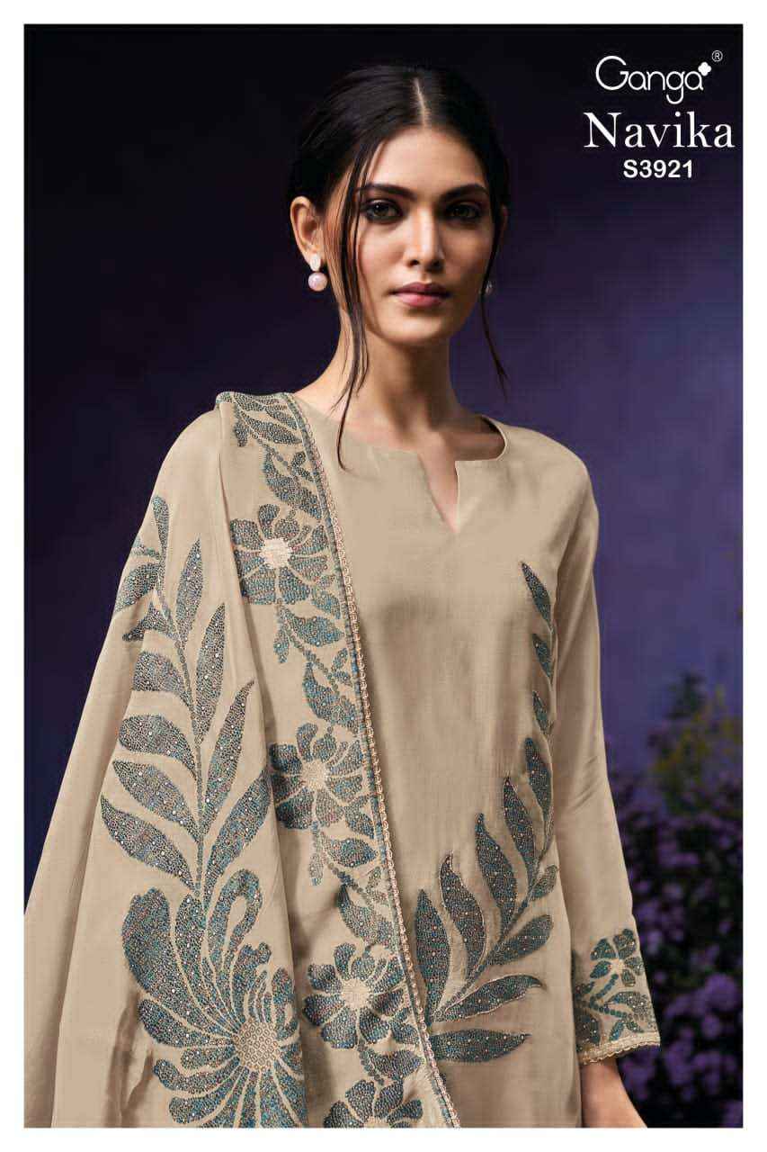 Ganga Fashion Navika 3921 Pure Bemberg Silk Suit Premium Collection Wholesale Rate ( 1 Pcs catalog )