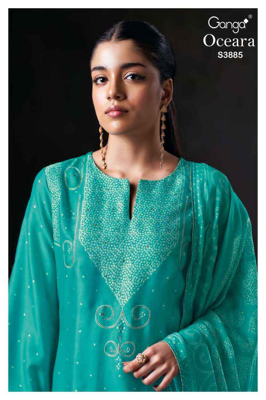 Ganga Fashion Oceara 3885 Exclusive Russian Silk Dress Wholesale Rate ( 3 Pcs Catalog )