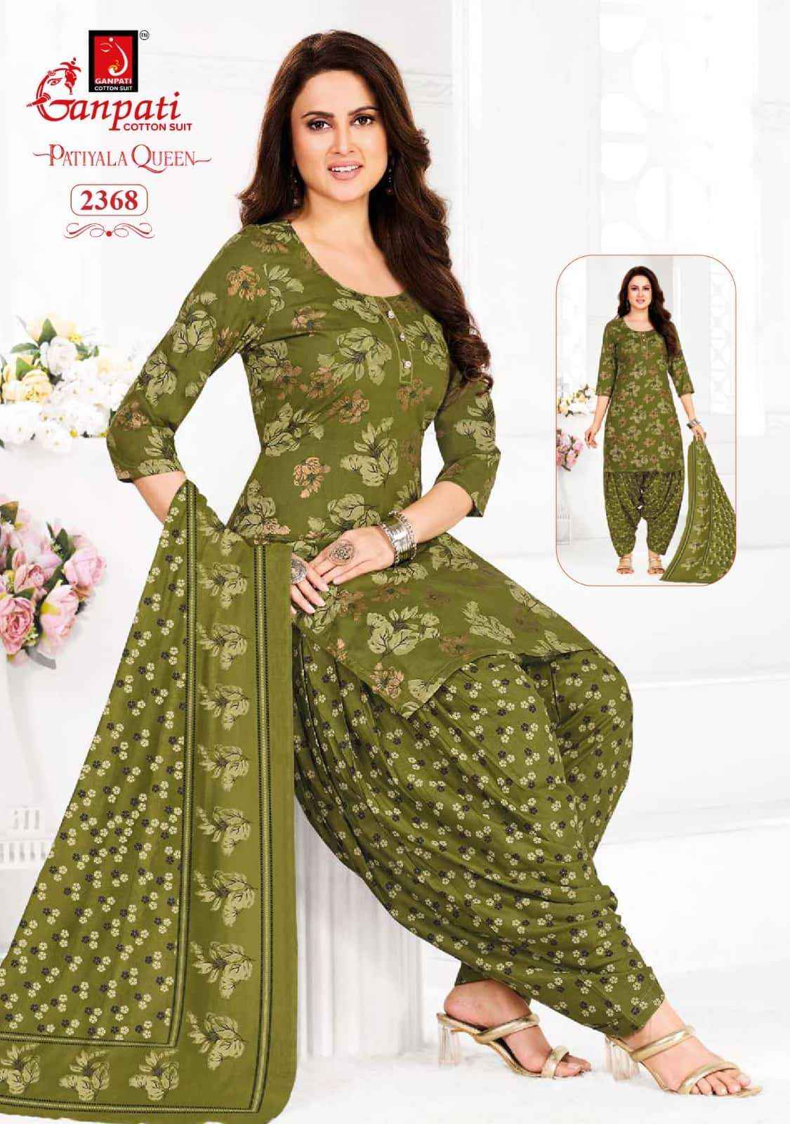 Ganpati Patiyala Queen Vol 12 Pure Cotton Unstitch Patiyala salwar suits (15 Pcs catalogue )