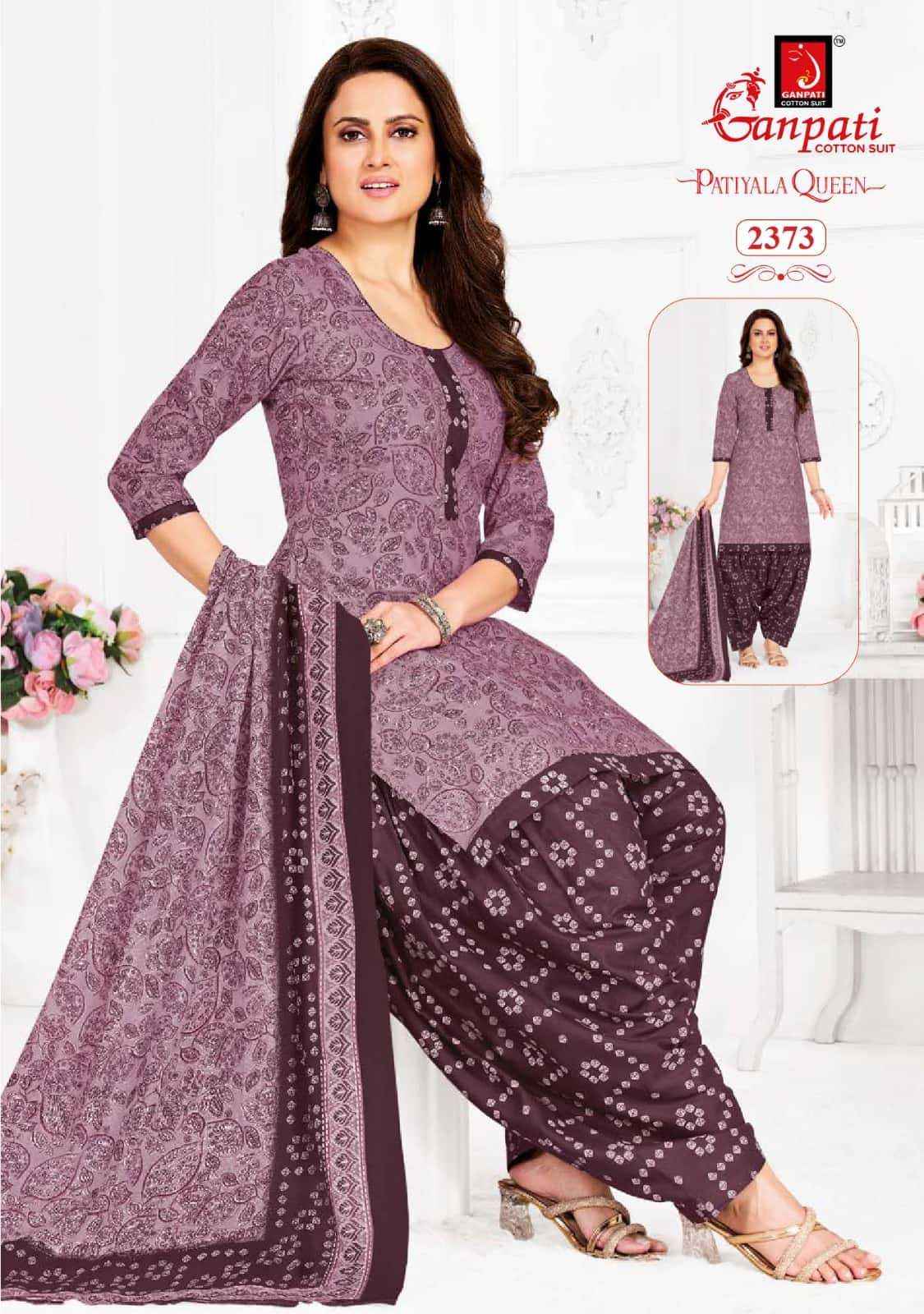 Ganpati Patiyala Queen Vol 12 Pure Cotton Unstitch Patiyala salwar suits (15 Pcs catalogue )