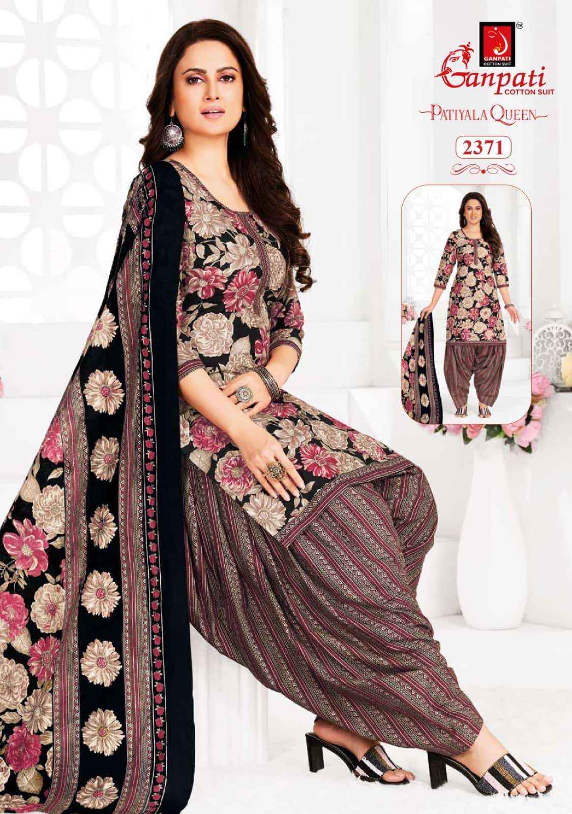 Ganpati Patiyala Queen Vol 12 Pure Cotton Unstitch Patiyala salwar suits (15 Pcs catalogue )