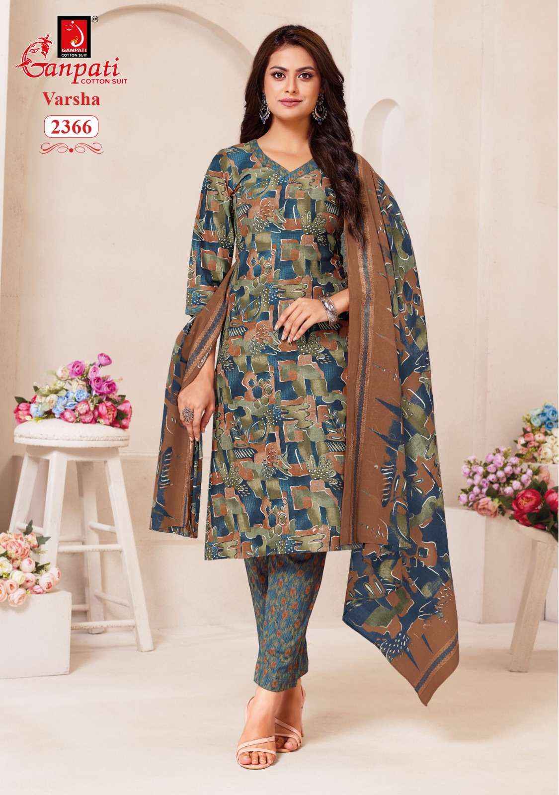 Ganpati Varsha Pant Style Vol 12 Unstitch Cotton Salwar Kameez Wholesale Price ( 15 Pcs Catalogue )