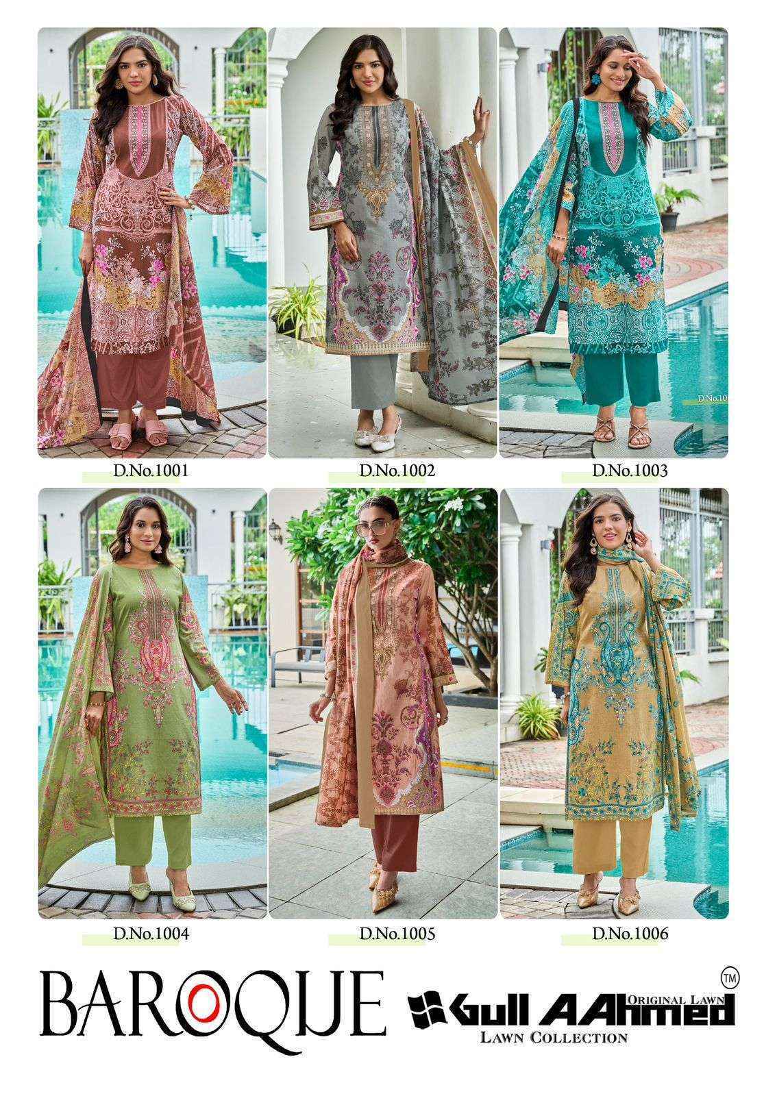 Gull Aahmed Baroque Vol 2 Lawn Cotton Salwar Kameez Wholesale Rate ( 6 Pcs Catalog )