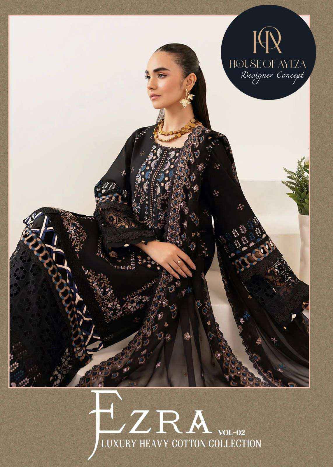 House Of Ayeza Ezra Vol 2 Luxury Heavy Cotton Collection Ladies Suit Wholesale Rate  ( 6 Pcs Catalog )