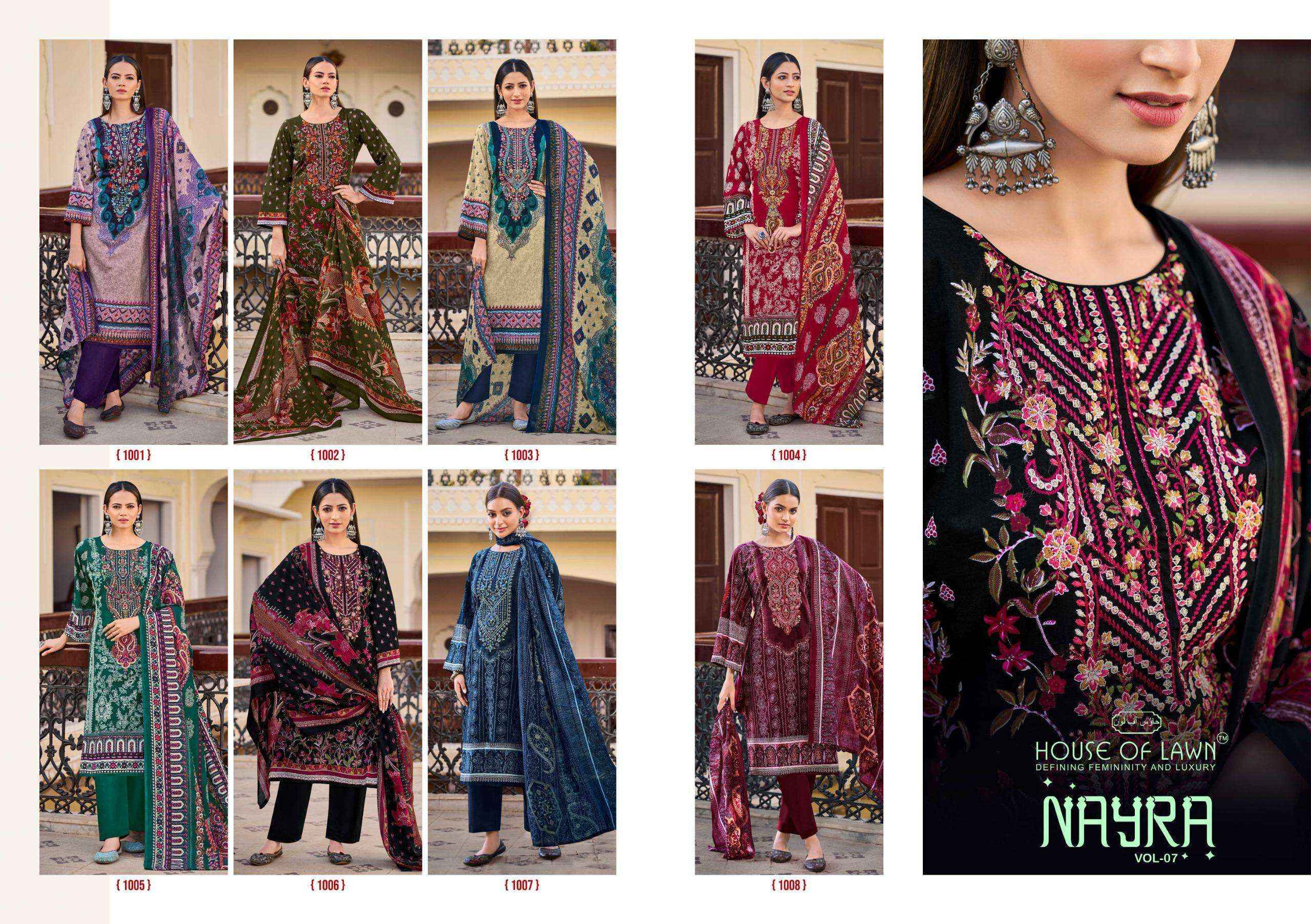 House Of Lawn Nayra Vol 7 Cotton Salwar Kameez Wholesale Rate ( 8 Pcs Catalog )