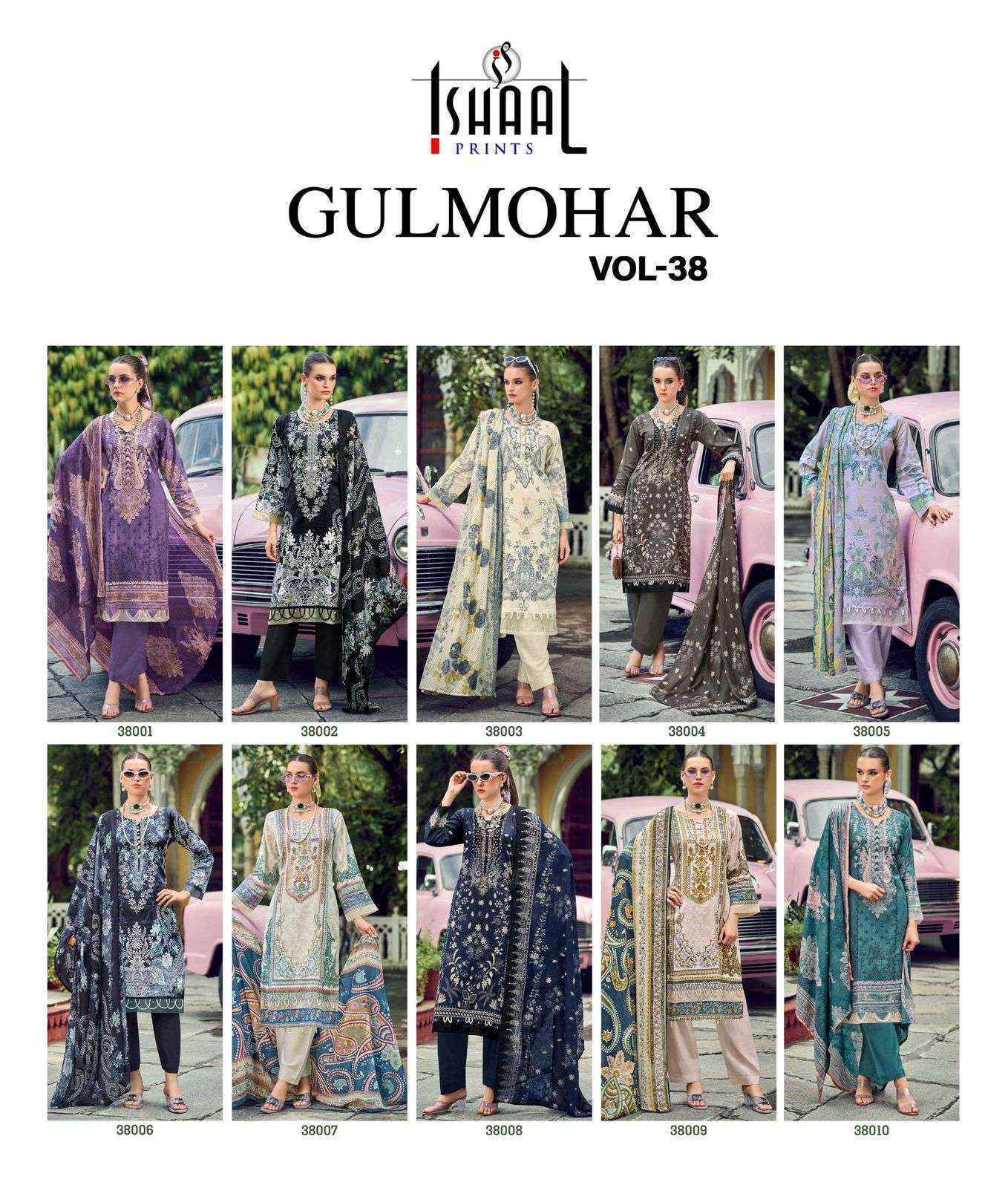 Ishaal Prints Gulmohar Vol 38 Lawn Cotton Dress Material Wholesale Price ( 10 Pc Catalouge )