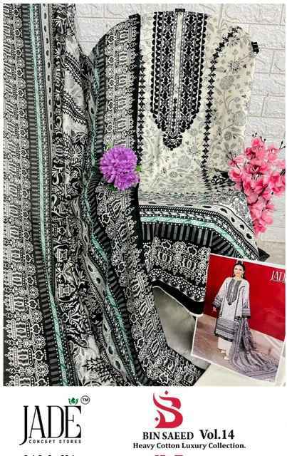 Jade Bin Saeed Heavy Luxury Vol 14 Cotton Salwar Kameez Wholesale Rate ( 6 Pcs Catalog )