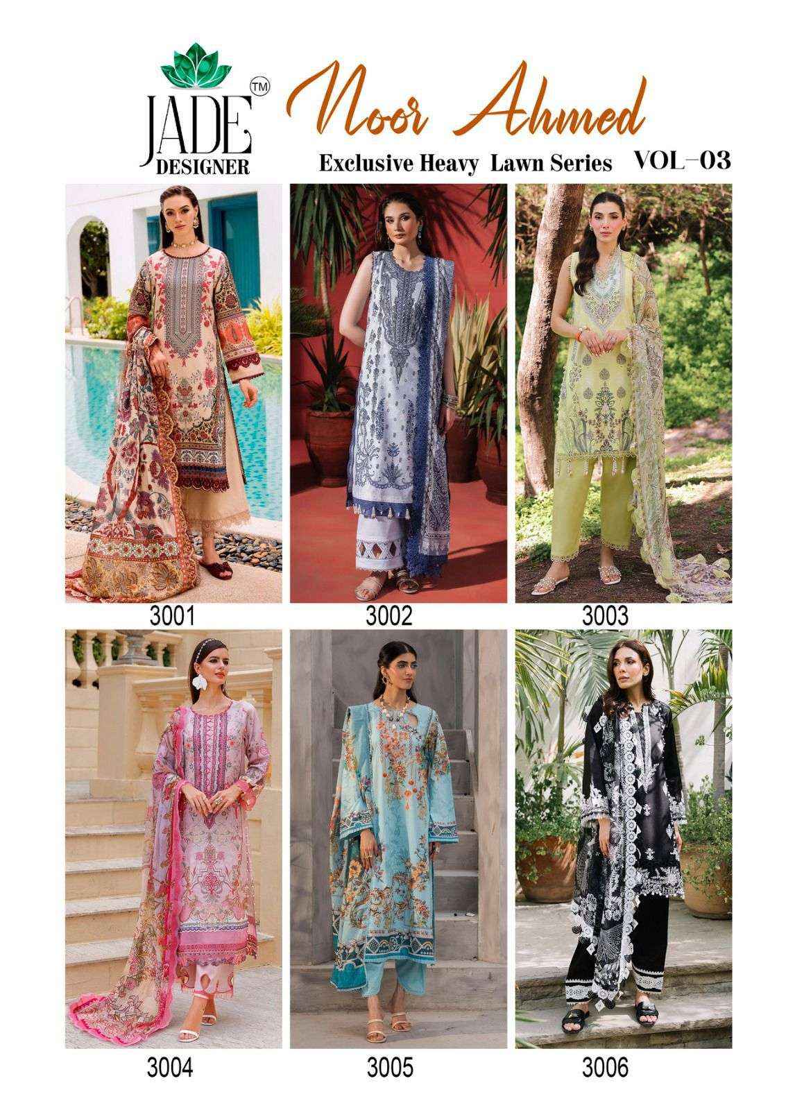 Jade Noor Ahmed Vol 3 Karachi Lawn Cotton Pakistani Suits ( 6 Pcs Catalogue )
