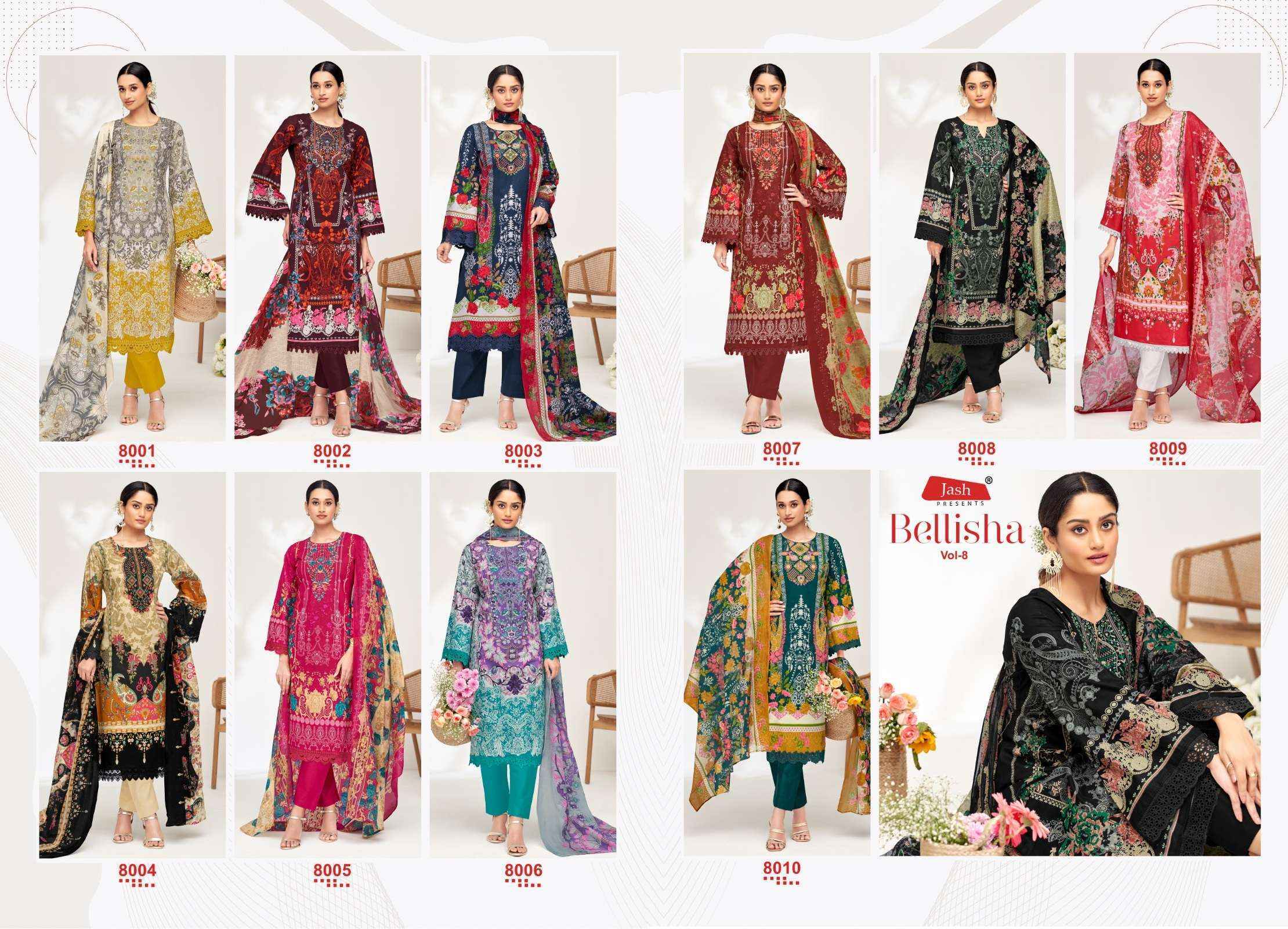 Jash Belliza Vol 8 Cotton Salwar Kameez Wholesale Rate ( 10 Pcs Catalog )