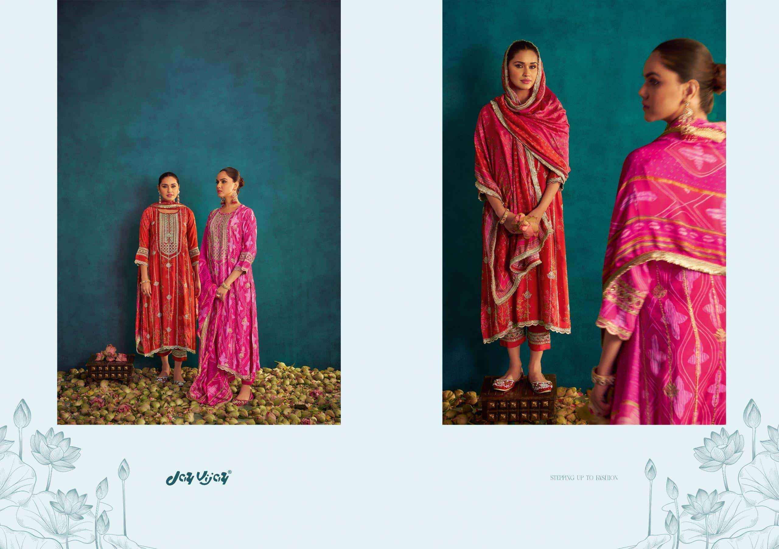 Jay Vijay Aqsa 3229 Exclusive Designs Pure Muslin Silk Dress Material Wholesale Rate ( 2 pcs Catalog )