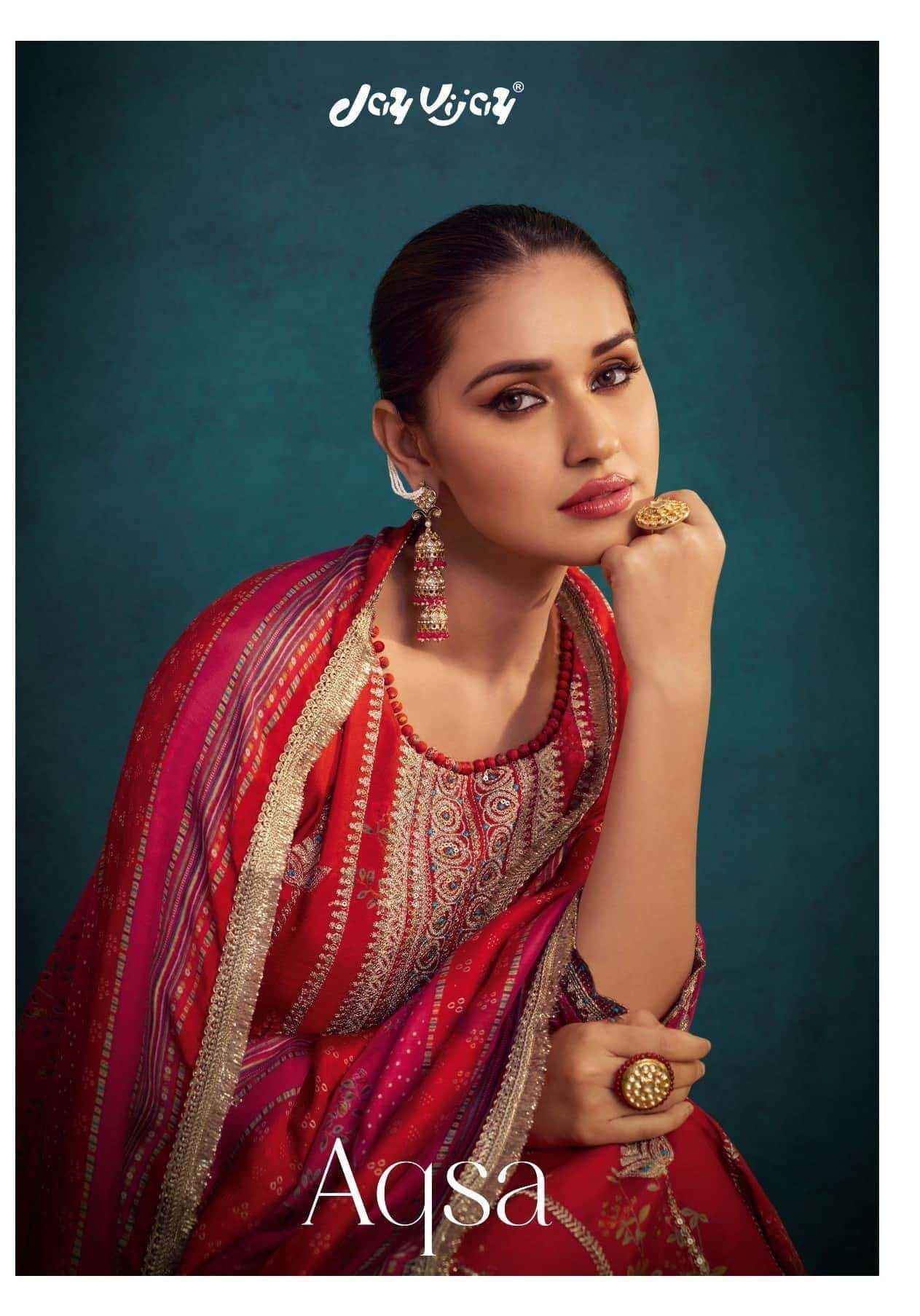 Jay Vijay Aqsa 3229 Exclusive Designs Pure Muslin Silk Dress Material Wholesale Rate ( 2 pcs Catalog )