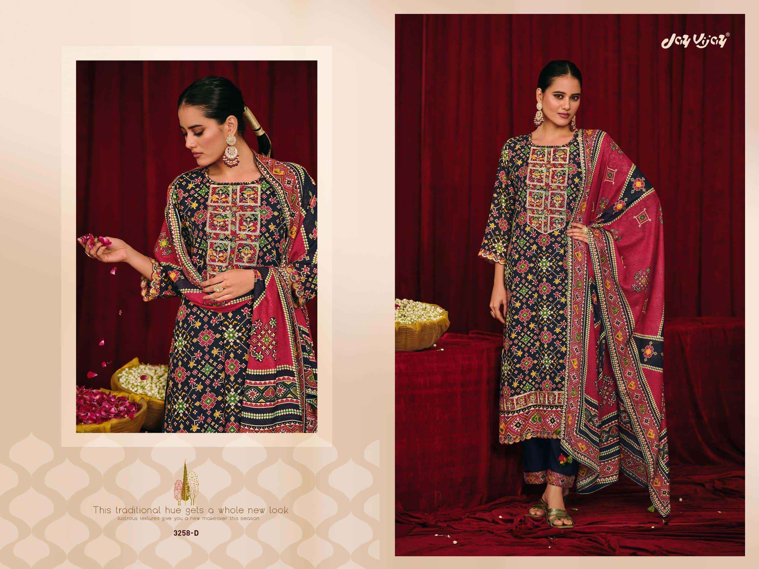 Jay Vijay Olivia 3258 Digital Printed Latest Muslin Suit Wholesale Rate ( 4 Pcs Catalog )