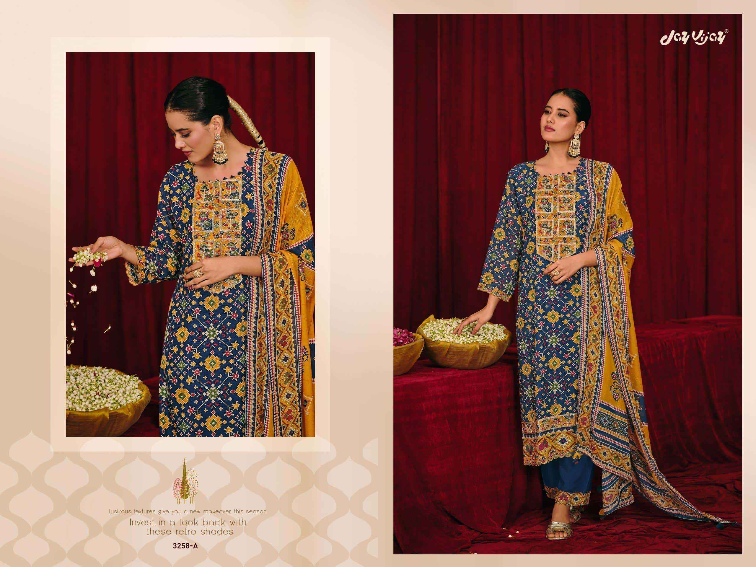 Jay Vijay Olivia 3258 Digital Printed Latest Muslin Suit Wholesale Rate ( 4 Pcs Catalog )