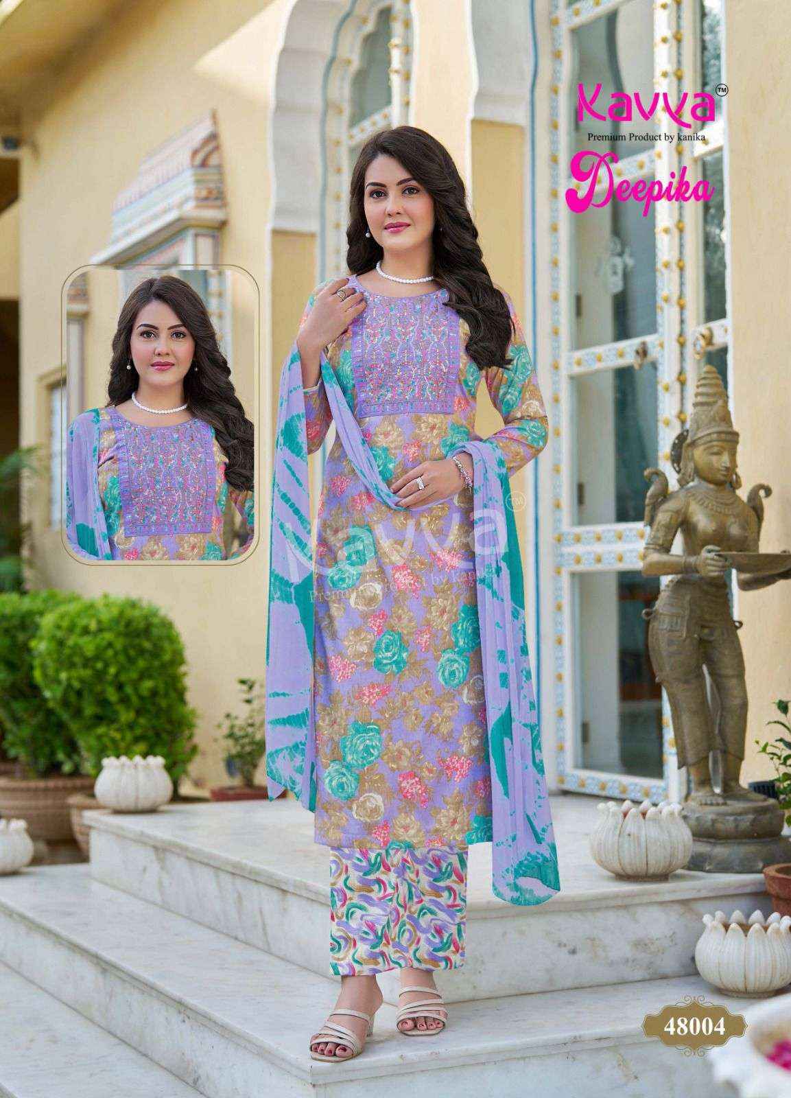 KAVYA DEEPIKA VOL 48 STRAIGHT CUT LADIES KURTI BOTTOM AND DUPATTA SET ( 10 PCS CATALOG )