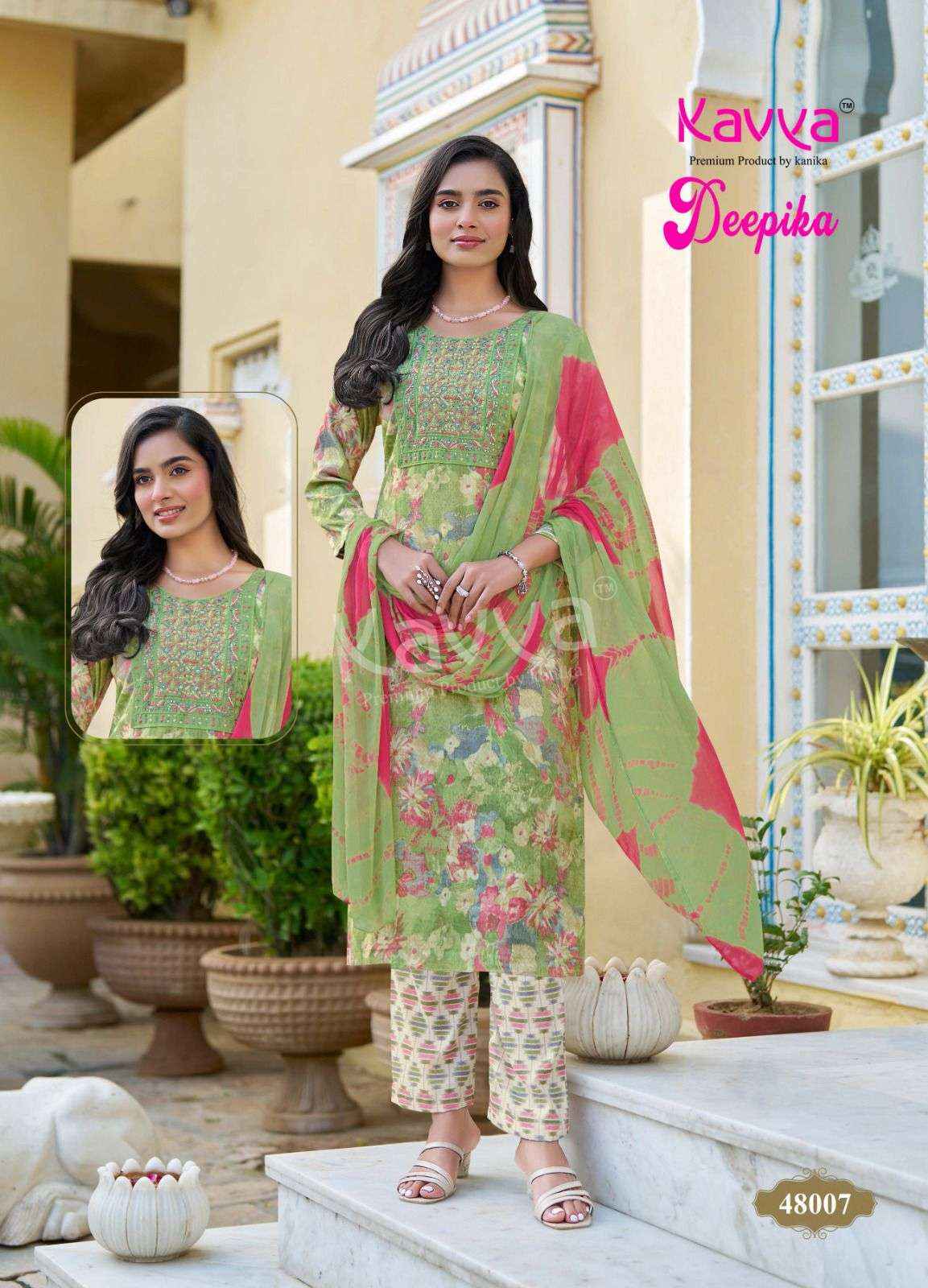 KAVYA DEEPIKA VOL 48 STRAIGHT CUT LADIES KURTI BOTTOM AND DUPATTA SET ( 10 PCS CATALOG )
